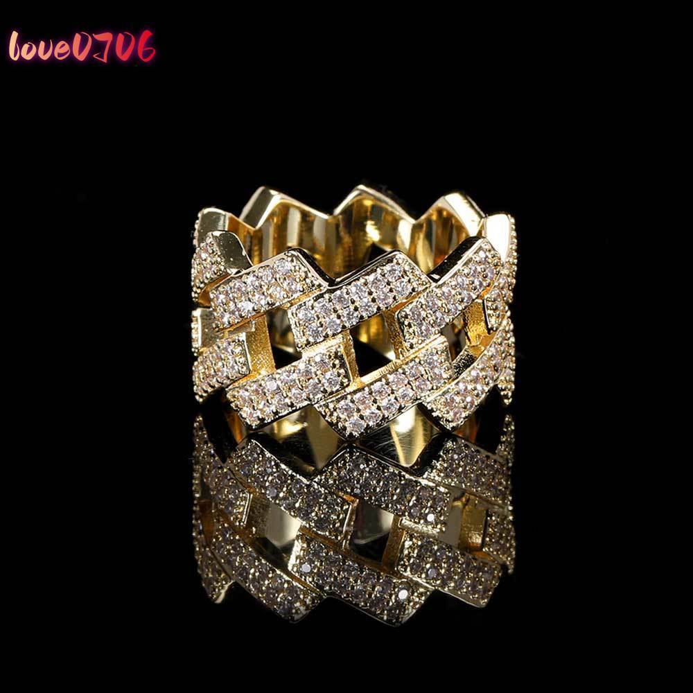14k 18k Gold Iced Out Ring 925 Silver Ring Hip Hop Jewelry VVS Moissanite Mens Rings Customized Size