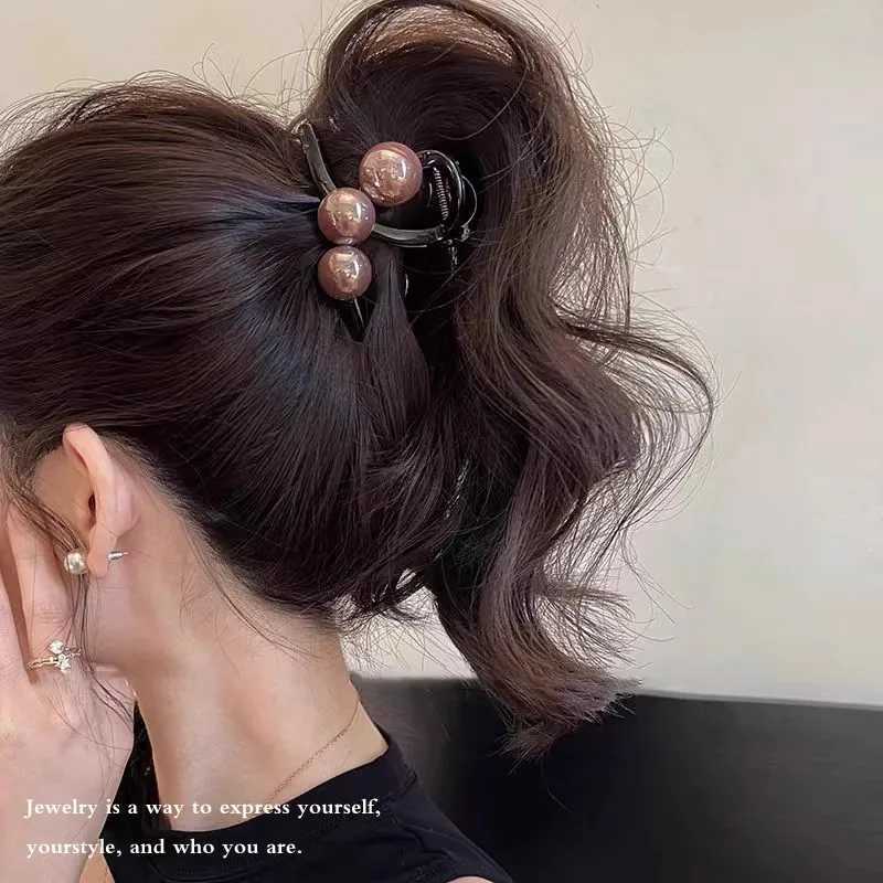 Elegant Pearls 315in Cross Hair Claw For Women Girls Sweet Hair Ornament Claw Clip Hair Clip Hairpin Fashion Hair Accessories H260328