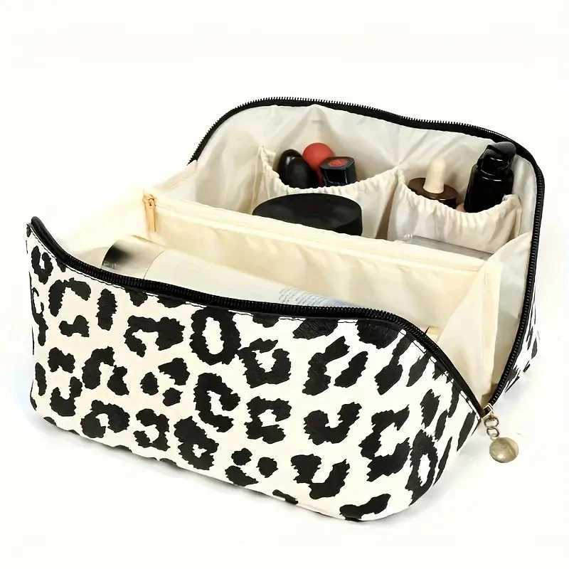 PU Leopard Print Pillow Makeup Bag Large Capacity Cosmetic Storage Bag Portable Travel Toiletry Bag D260328