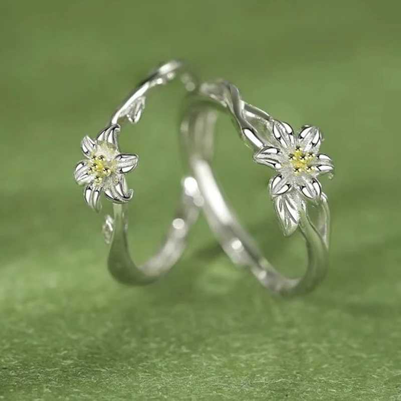 New Adjustable Silver Couples Rings with Floral Design Perfect Gift for Friends or Loved Ones Ring Jewelry Gift H260328