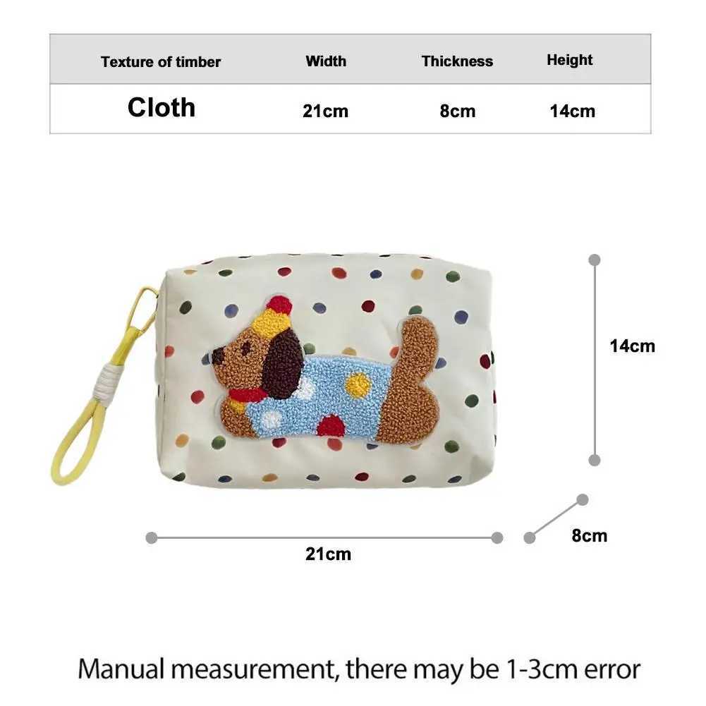 Puppy Pattern Canvas Bag Eye-Catching Portable Makeup Storage Pouch Travel Makeup Organizer Cute Dachshund Cosmetic Bag D260328