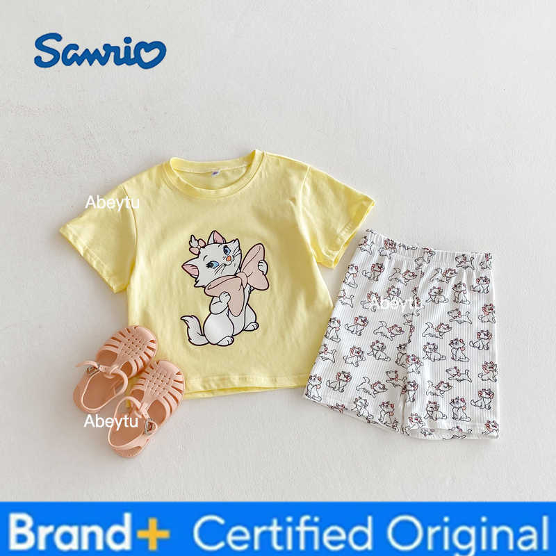 Sanrio Minnie T-shirt Shorts Two Piece Set Summer Girls Clothes Fashion Cartoon Cute Short Sleeve Suit Childrens Clothing Outfits H2603281