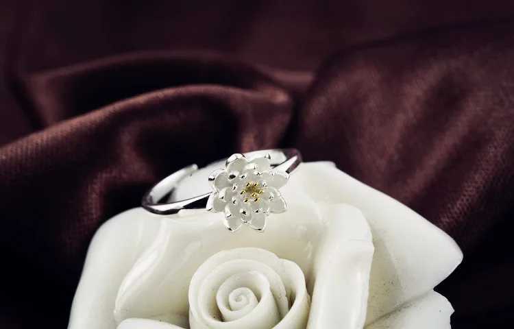 2019 New Arrivals Lotus Flower Open Rings For Women Nation Style Lady 925 Sterling Silver Fine Jewelry H260328