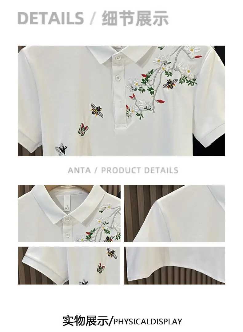 New Chinese style national style polo shirt mens short-sleeved summer loose national trend lapel embroidered half-sleeved top C260326