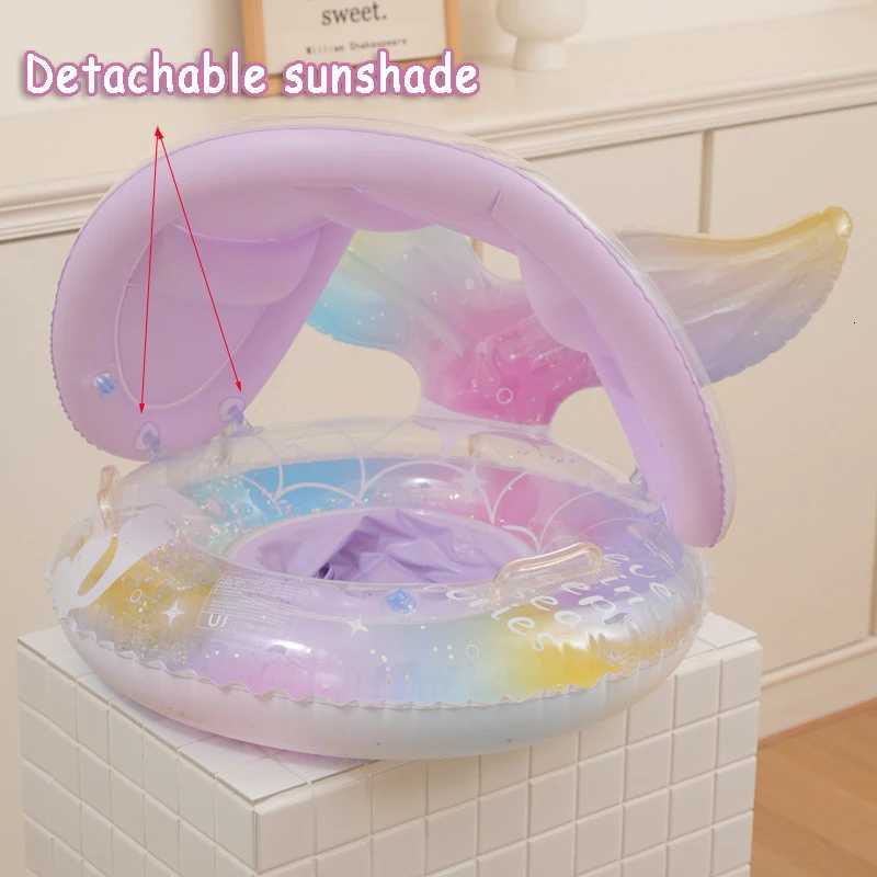 Baby Swimming Float Ring Toy Inflatable Swim Ring Floating Safty Seat with Canopy Kid Summer Water Pool Play Equipment Beach Toy Z260328