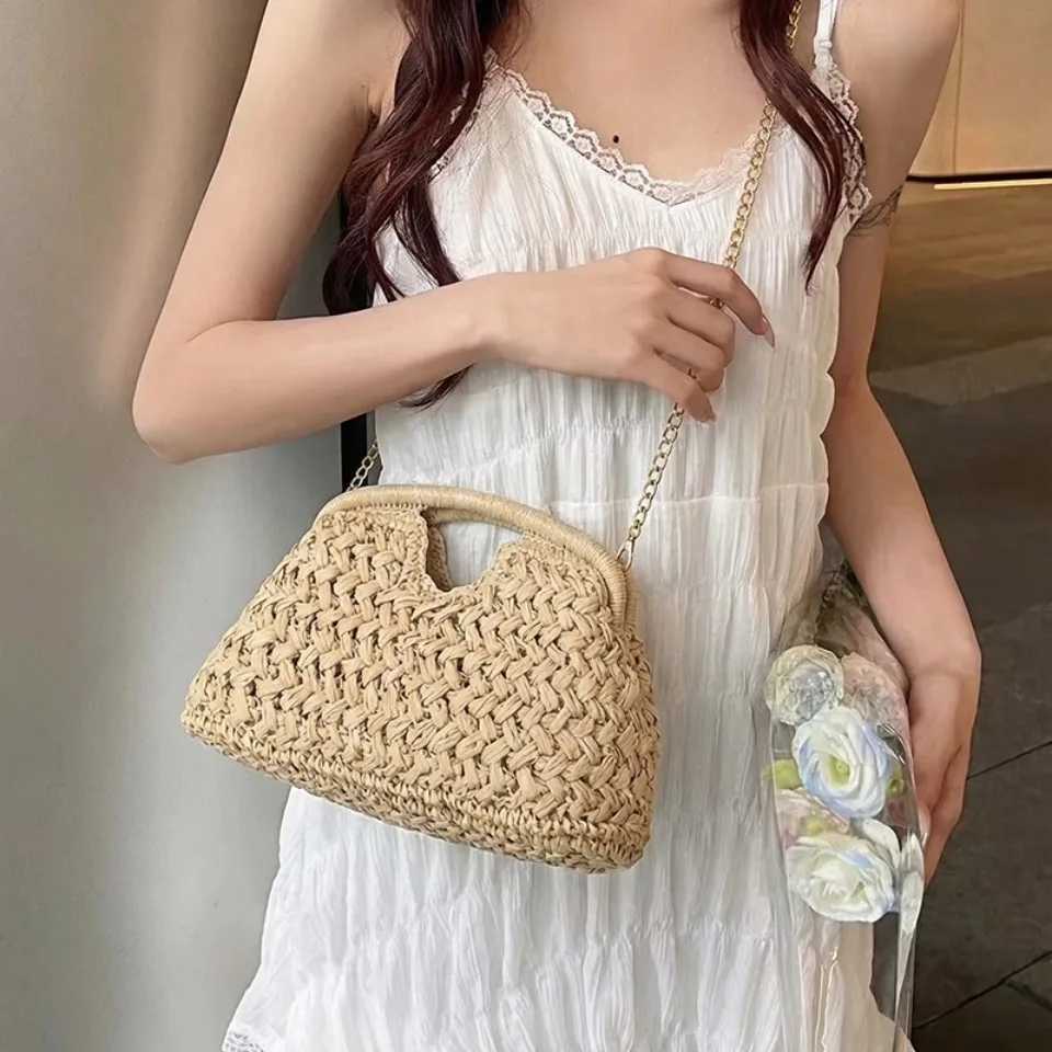 Retro Summer Straw Woven Handbags for Women Ladies Beach Crossbody Bag Rattan Bag for Vacation Eco-friendly Travel Shoulder Bags C260327