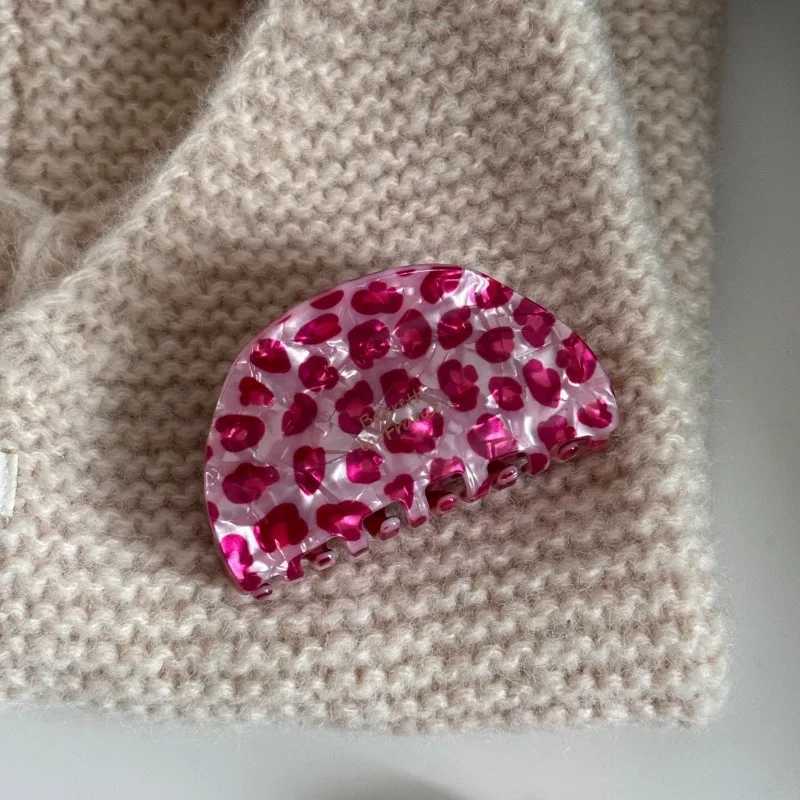 Korean pink leopard print hair claw clip high sense design luxury hair accessories for women H260328