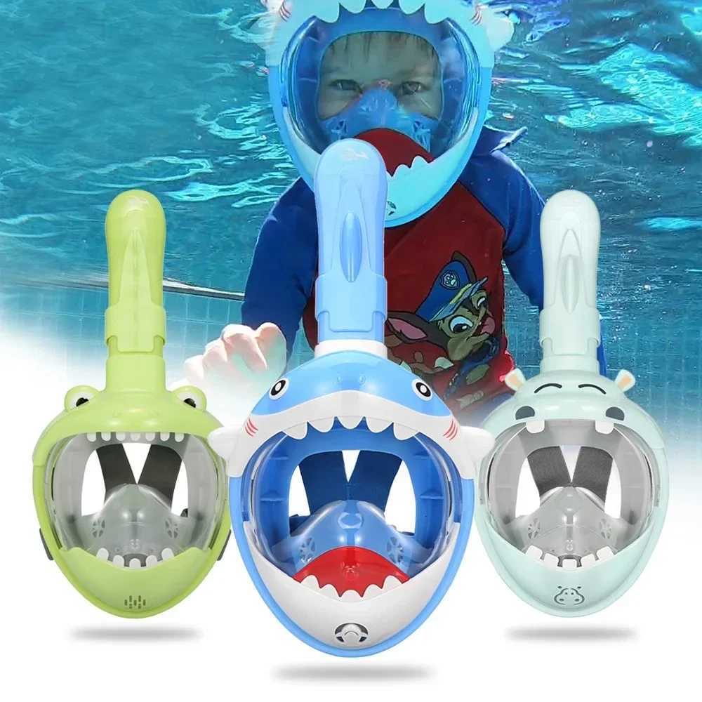 Children Cartoon Diving Mask Swimming Full Face Snorkeling Mask Boys Girls Underwater Scuba Anti Fog Snorkel Set Equipment Kids Z260328