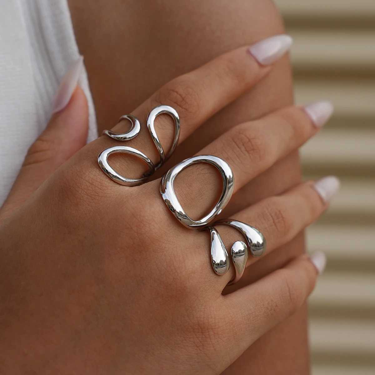 Womens Western Jewelry Ring Set Round Openwork Fashion High Jewelry Adjustable Holiday Gift Vacation 18 Gold Plated jewelry H260328