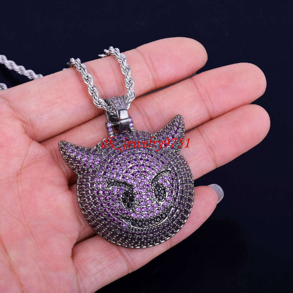 2026 CUTE Design Fashion Hip-hop Style Ice Moissanite Diamond 925 Silver Little Devil Pendant Necklace Jewelry