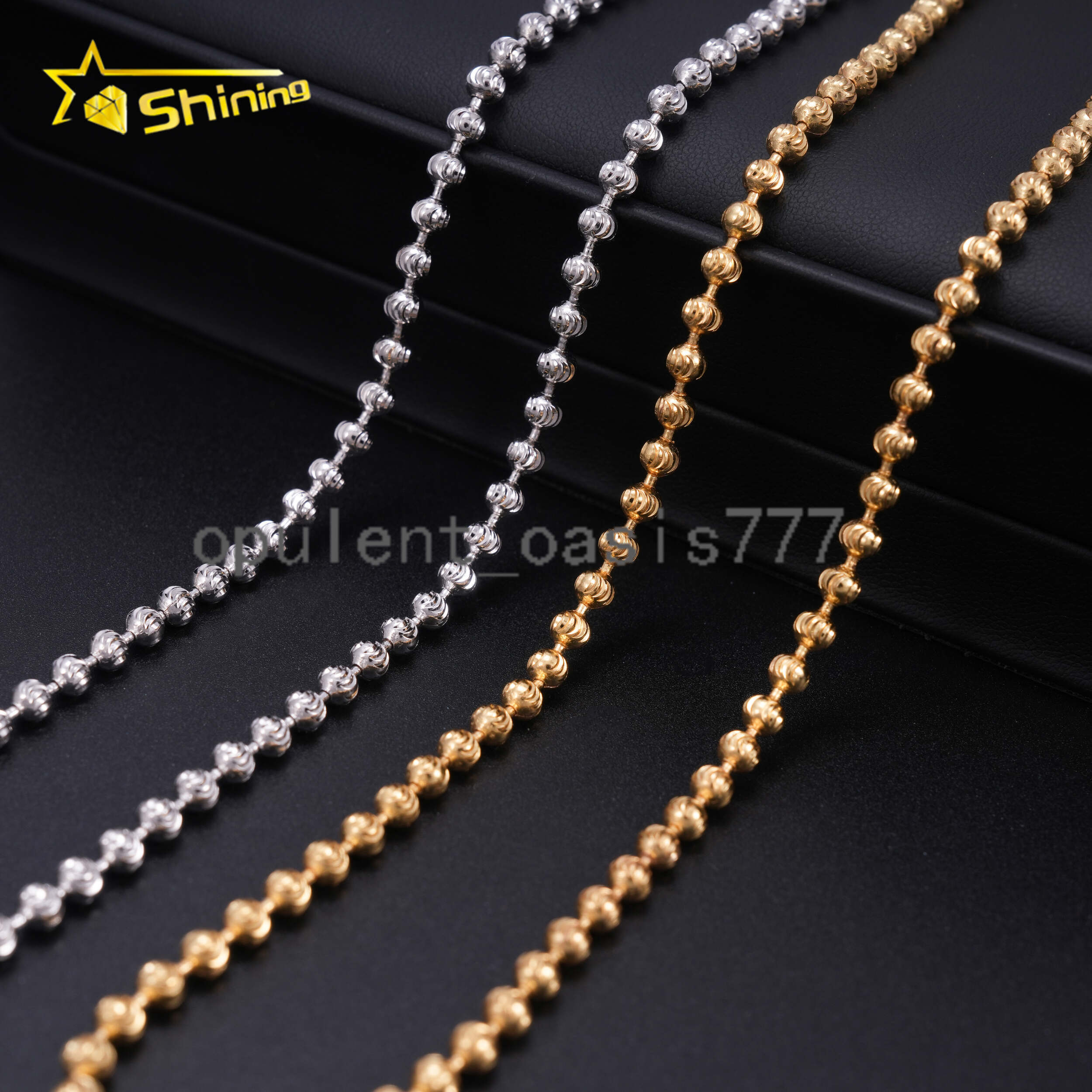 Factory Wholesale Moon Cut Beads Chain Sterling 925 Silver Trendy Jewelry Daily Cuban Link Chain Necklace 4mm Chain