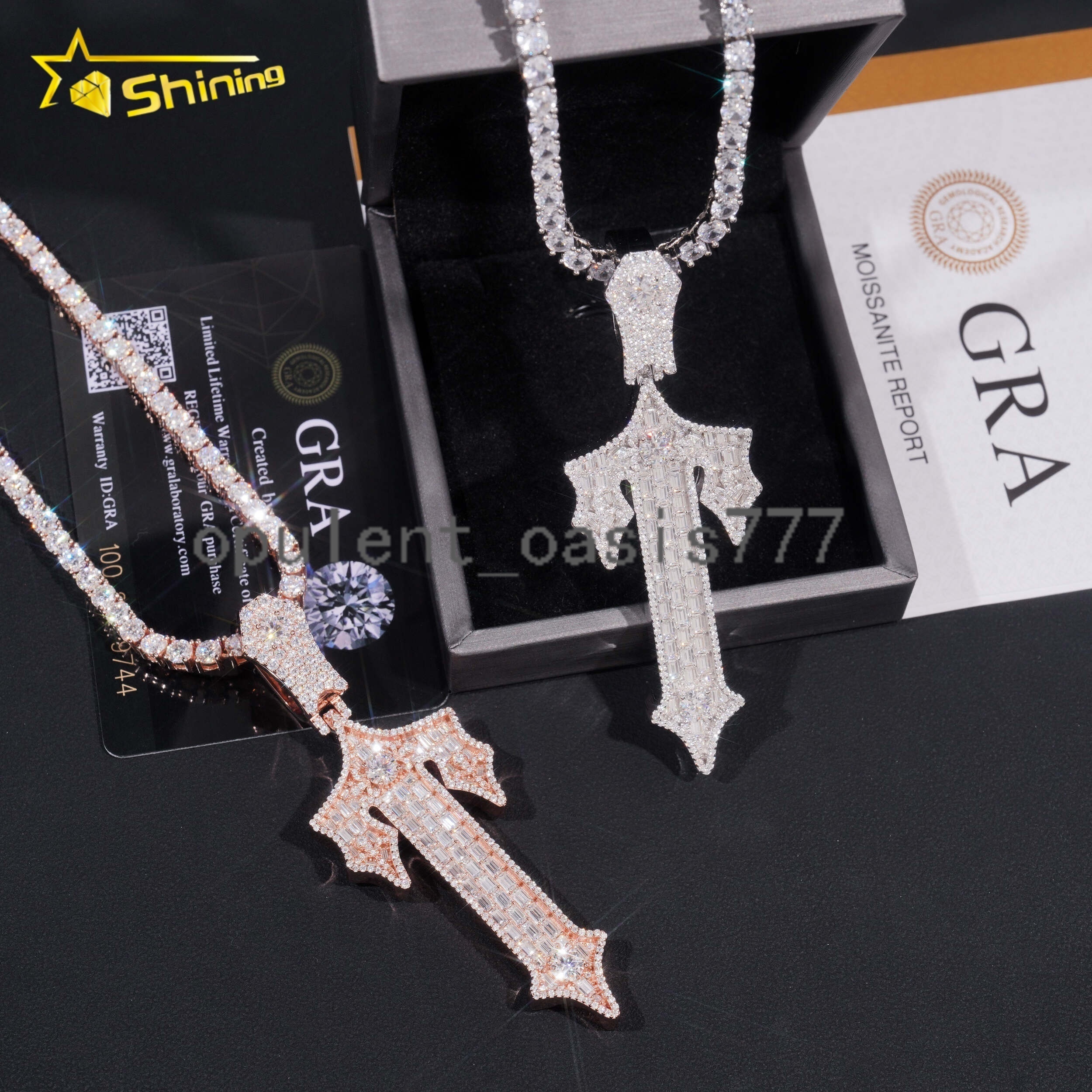 Hip Hop Luxury 925 Sterling Silver Gold Plated Iced Out Charm VVS Moissanite Diamond Pendant