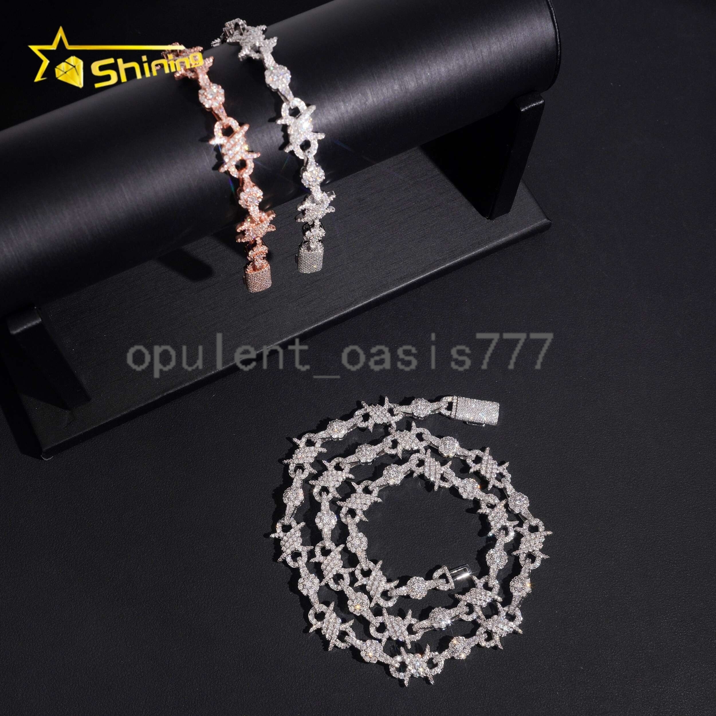 Hip Hop Jewelry Iced Out New Style 925 Sterling Silver Moissanite Cuban Link Chain Necklace