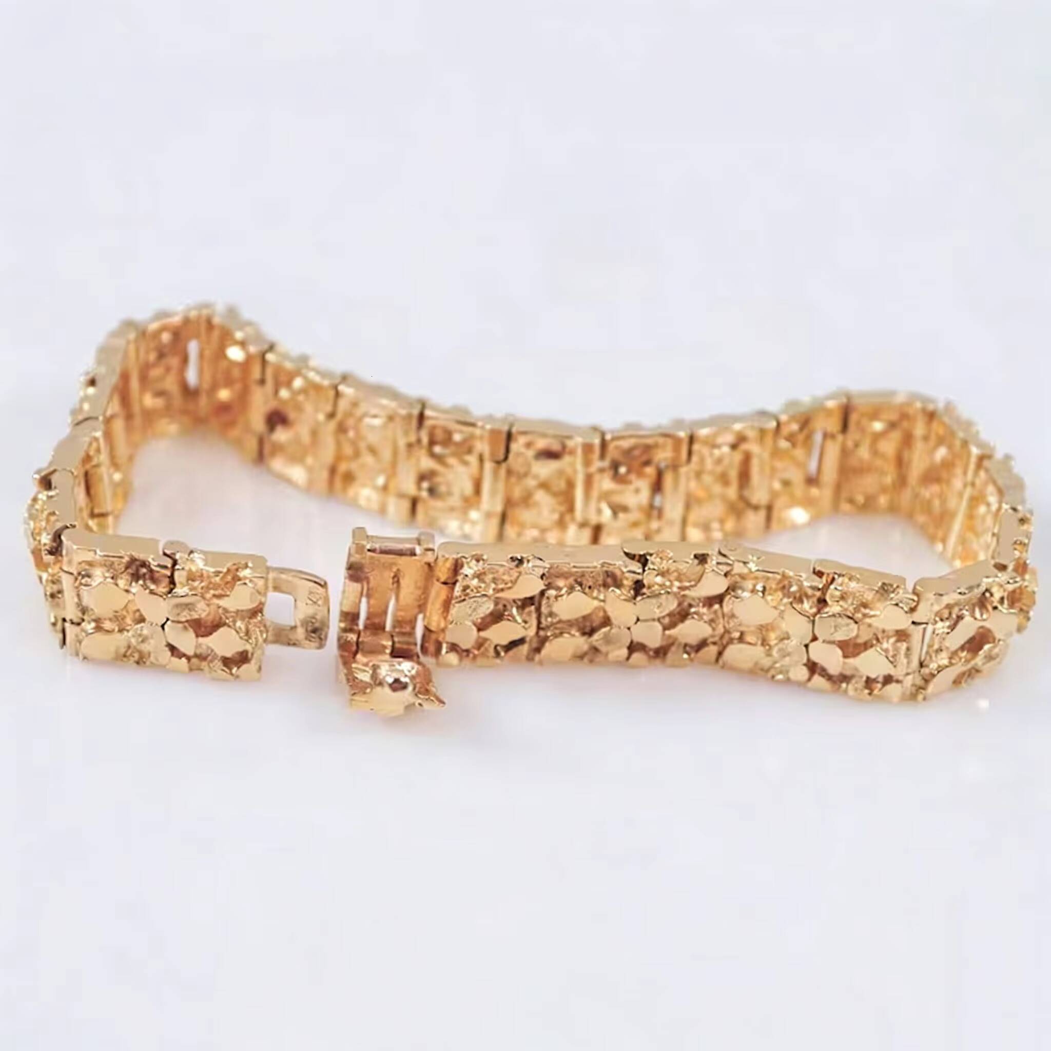 Custom 9K 10K 14K 18K Chain Necklace Hip Hop Style Iced Out Solid Gold Lab Diamond Nugget Bracelet Fine Men Jewelry - view 4