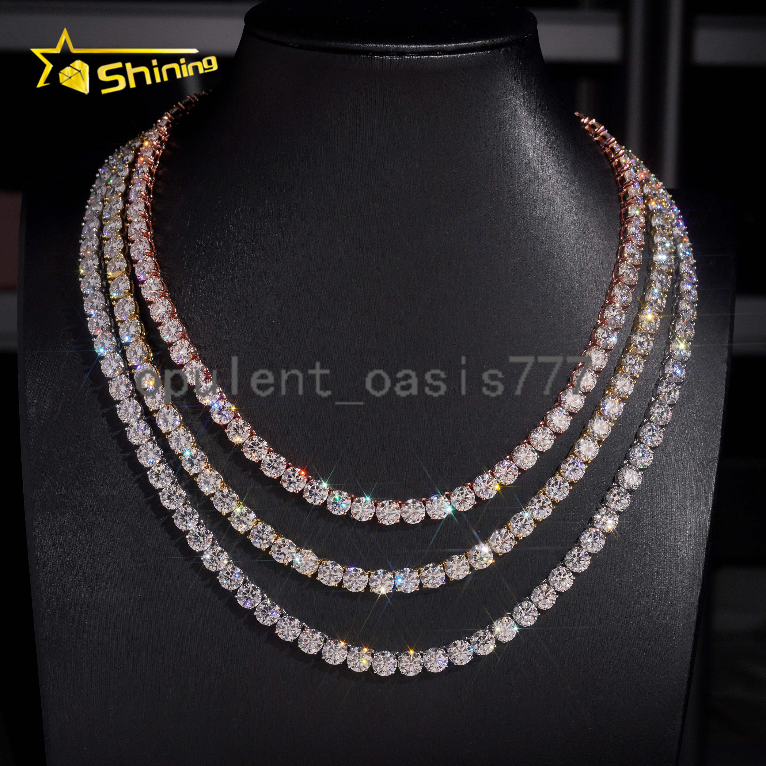 GRA Certificated 925 Sterling Silver Tennis VVS Moissanite Chains Hip Hop Men Women65MM Moissanite Tennis Necklace Fine Jewelry