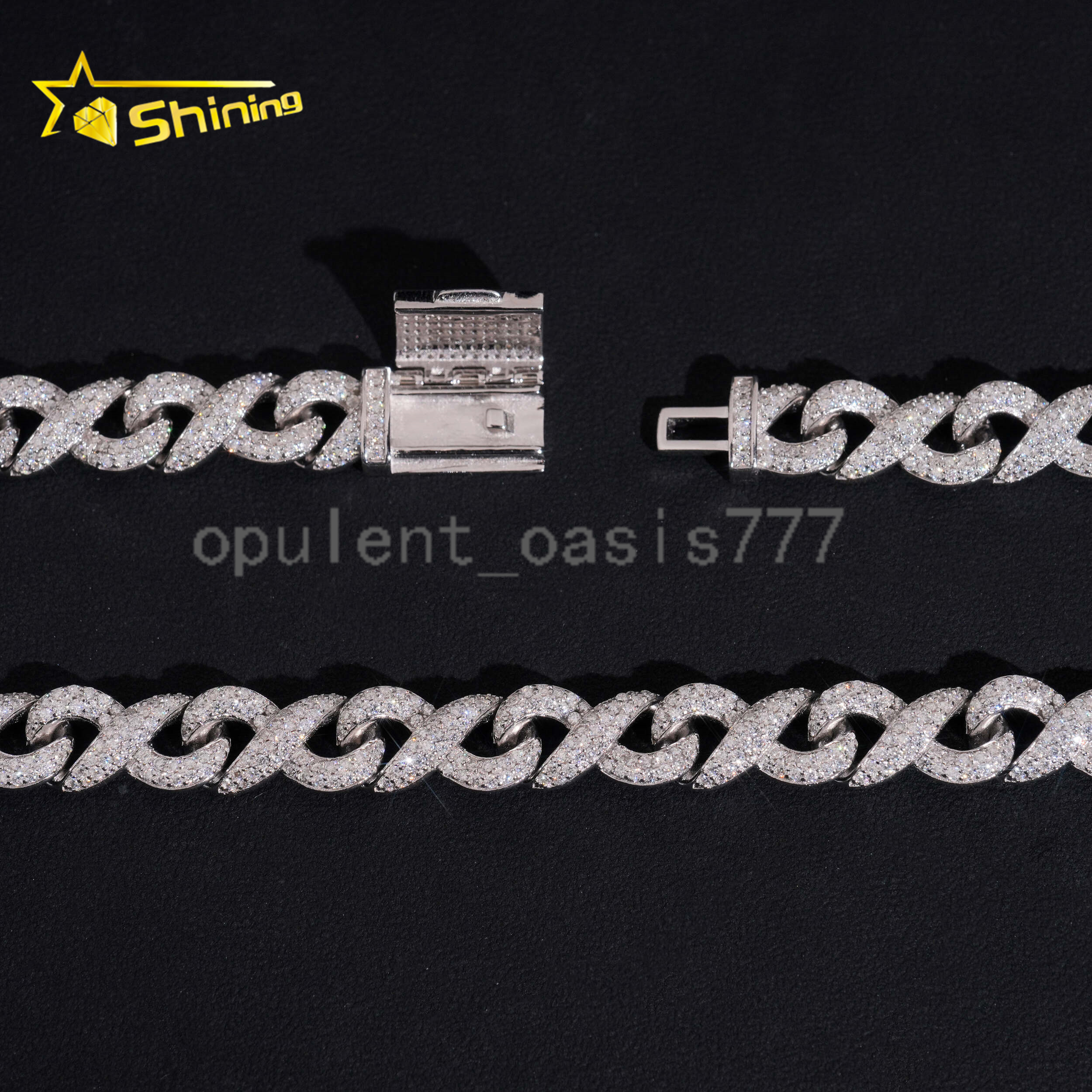 Hot Selling 925 Sterling Silver 10MM Infinity Cuban Link Moissanite Chain Custom Iced Out Cuban Necklace for Men Women