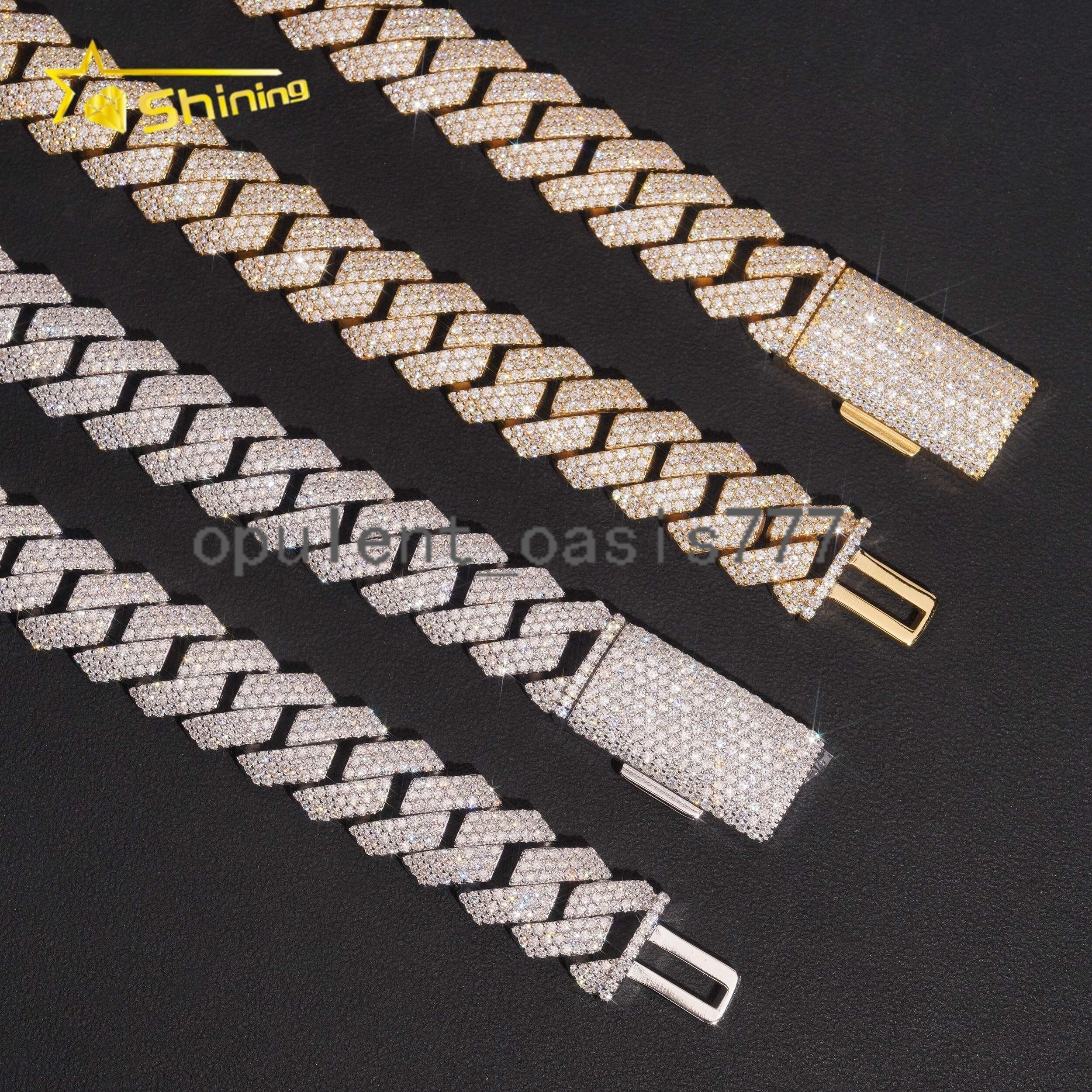 Hip Hop Style Heavy Solid Mens 16mm Moissanite Iced Out 925 Sterling Silver Cuban Link Chain
