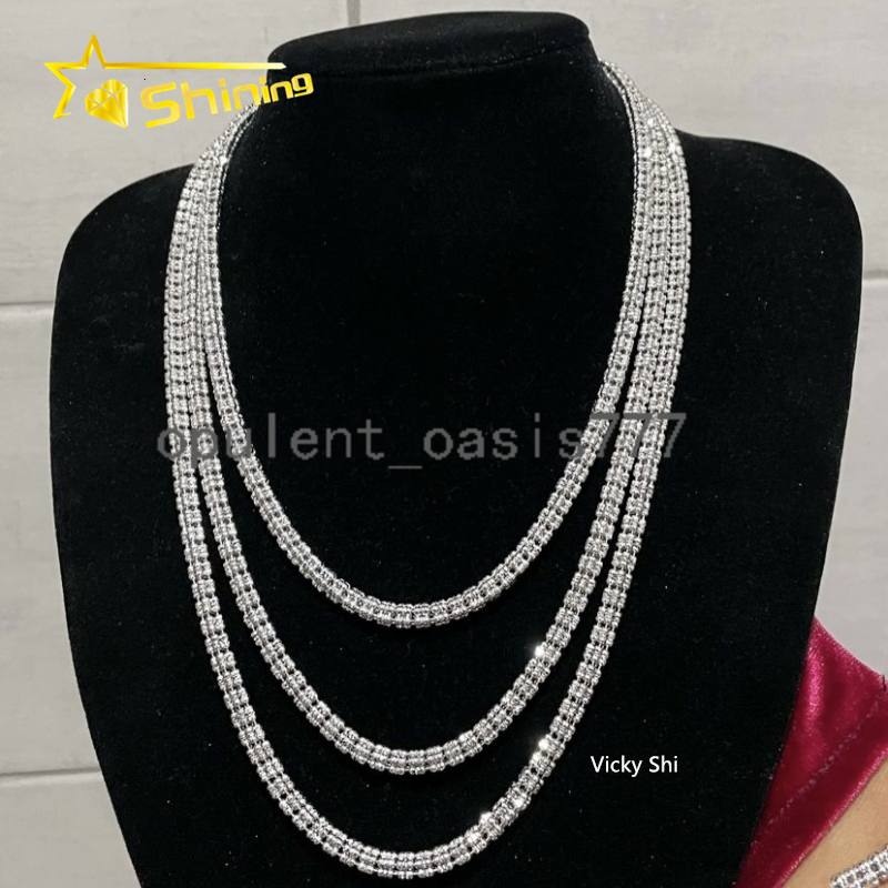 Fine Jewelry Gold Plated 925 Sterling Silver 4MM Link Chain Necklace Fashion Men Hip Hop Rope Chain Necklace