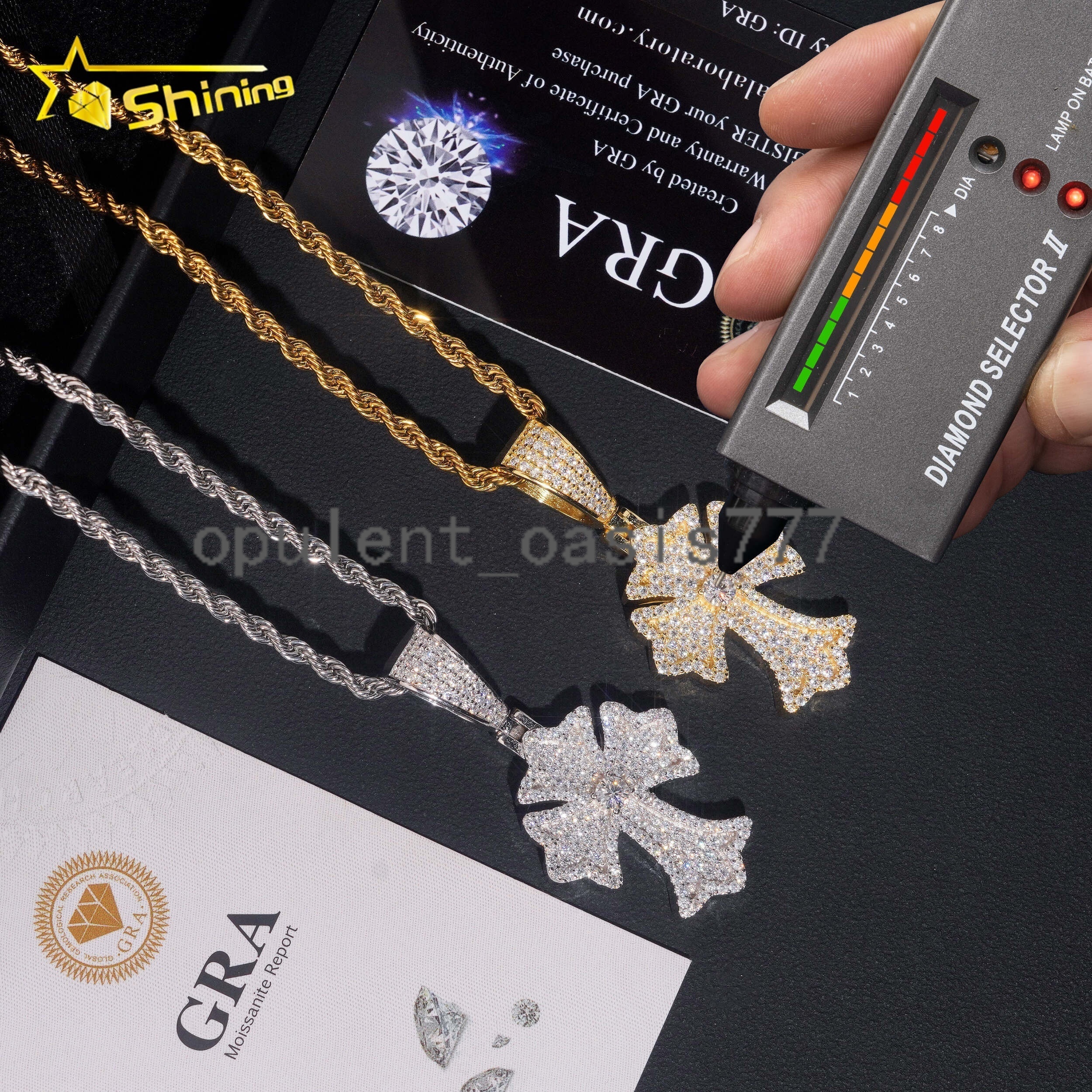 Local Stock Fast Shipping Pass Diamond Tester 925 Silver Iced Out Hip Hop Moissanite Cross Pendant