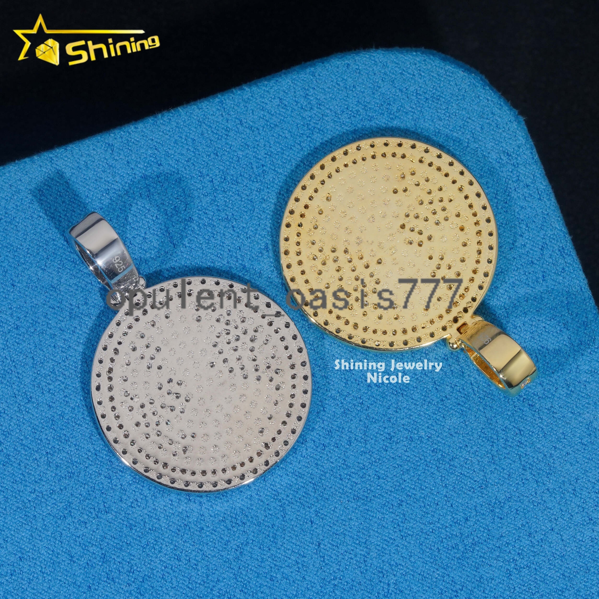 Factory Direct Low Price Iced Out Jewelry 925 Silver Round Liberty Hip Hop Moissanite Diamond Pendant