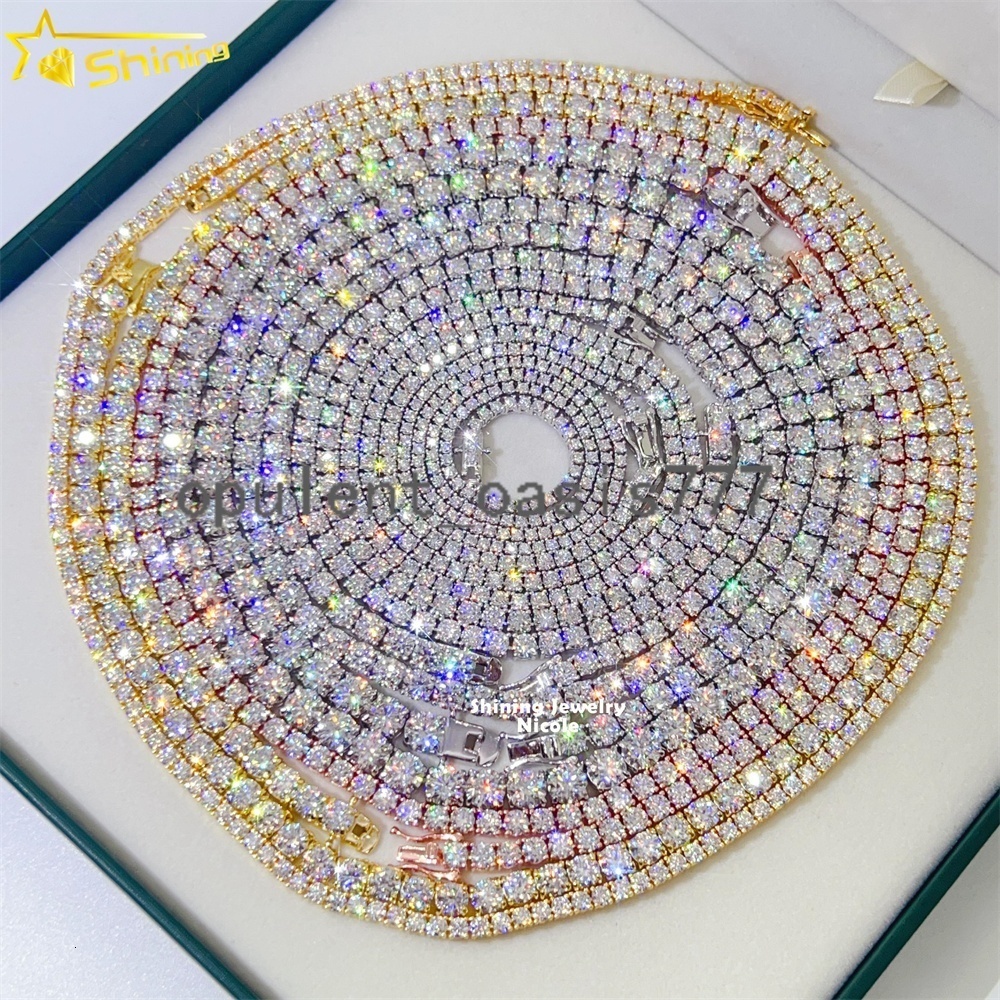 Ready to Ship Wholesale D VVS Diamond Tennis Necklace Bracelet 925 Sterling Silver Moissanite Tennis Chain