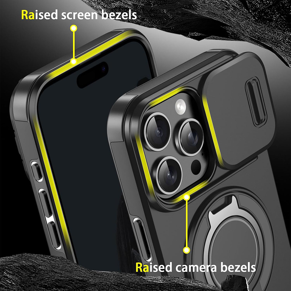 Heavy-duty Rugged Magnetic Ring Stand Case For iPhone 17 16 15 14 13 12 11 Pro Max Plus Slide Camera Protection For Magsafe Cover - view 6