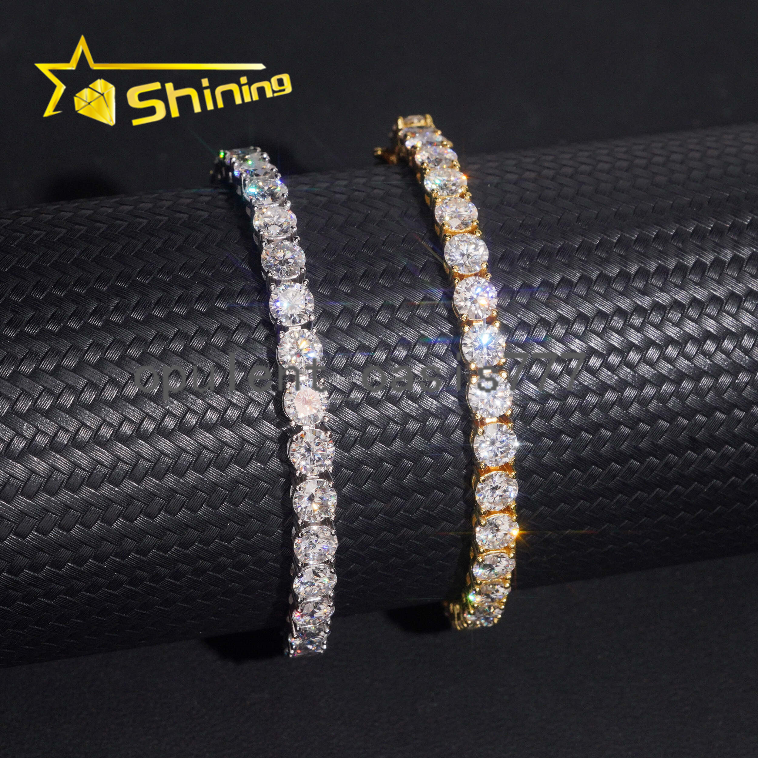 In Stock Ship in USA Warehouse Hip Hop Fire Jewelry FL 5mm Moissanite Prong Setting S925 Solid Silver Iced Out Tennis Bracelet