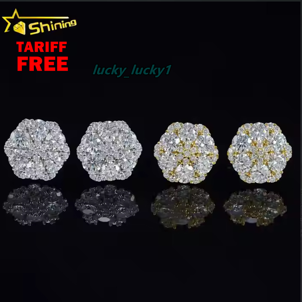 Screw Back Fashion Earring Fine Jewelry 925 Sterling Silver Gold Plated VVS-FL Moissanite Diamond Stud Earrings Ready to Ship