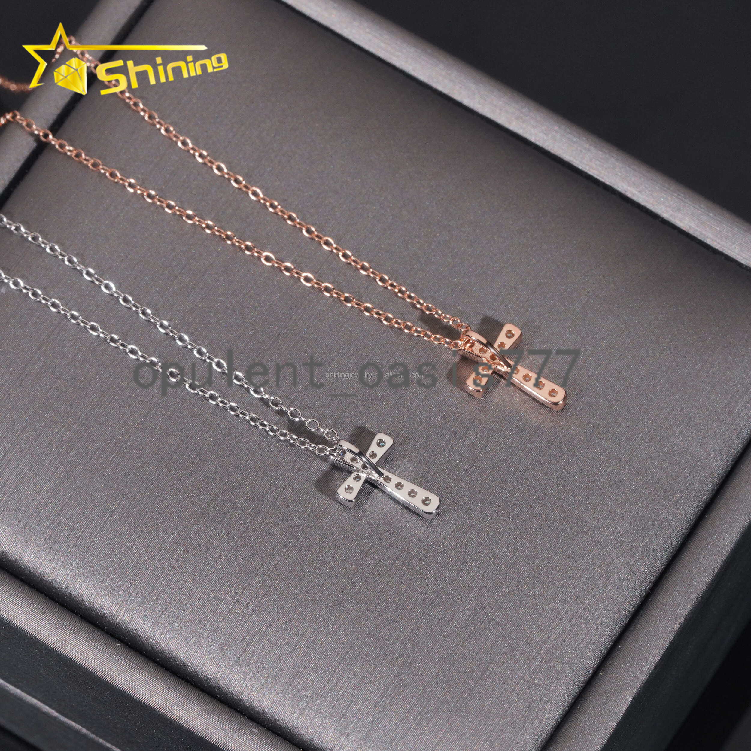 Elegant Style Female Gift From USA GRA Certified 925 Sterling Silver Rhodium Plated VVS1 Moissanite Diamond Cross Pendant