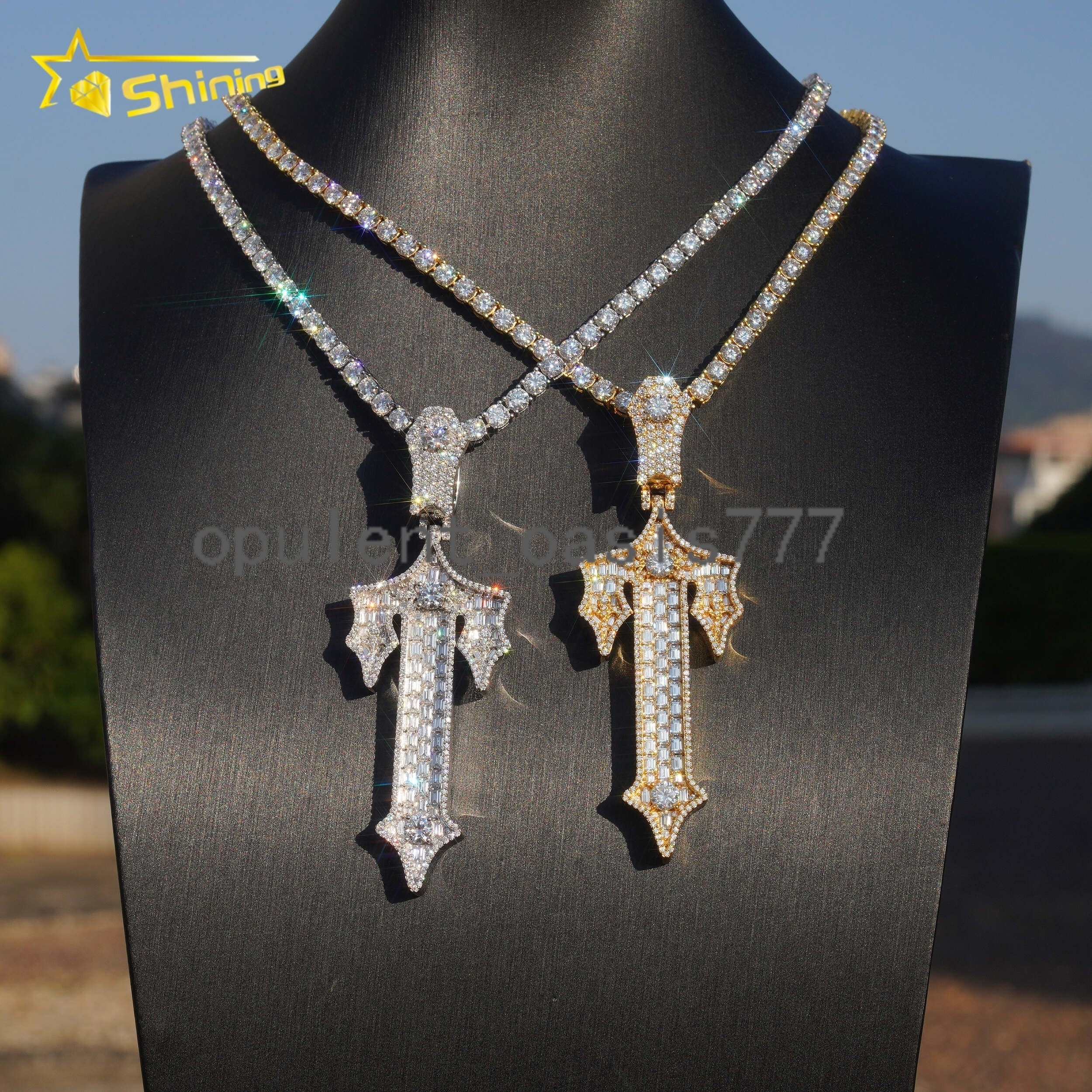 Hip Hop Luxury 925 Sterling Silver Gold Plated Iced Out Charm VVS Moissanite Diamond Pendant