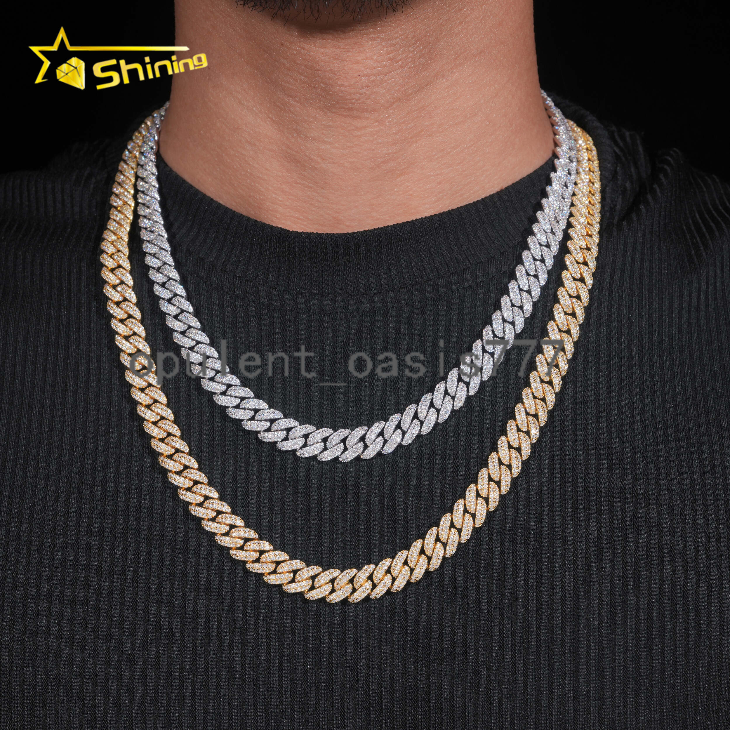 Hip Hop Jewelry Iced Out Link Chain Men 925 Silver 8MM 10MM Moissanite Cuban Link Chain Fashion Moon Shape Cuban Necklace