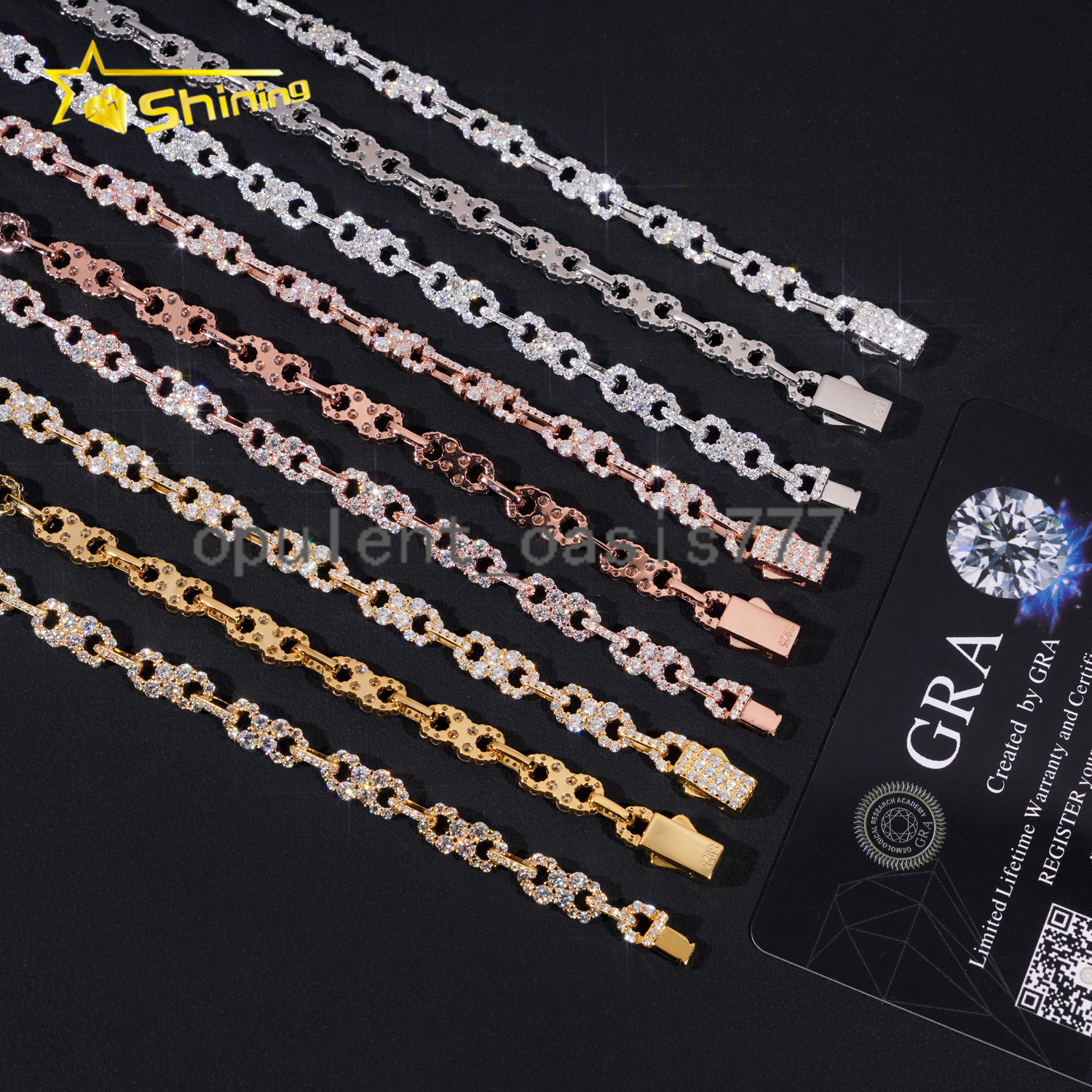 New Hip Hop Design Moissanite Infinity Link Chain Iced Out 925 Silver Men Gold Plated Moissanite Cuban Necklace