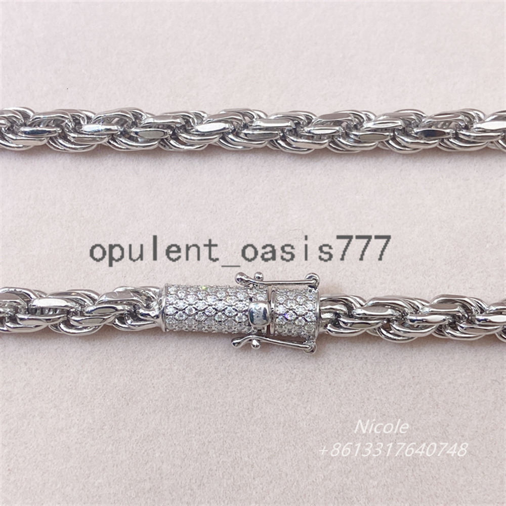 New Arrival High Quality Fashion Jewelry Moissanite Lock Gold Solid Sterling Silver 6mm Rope Chain for Pendant
