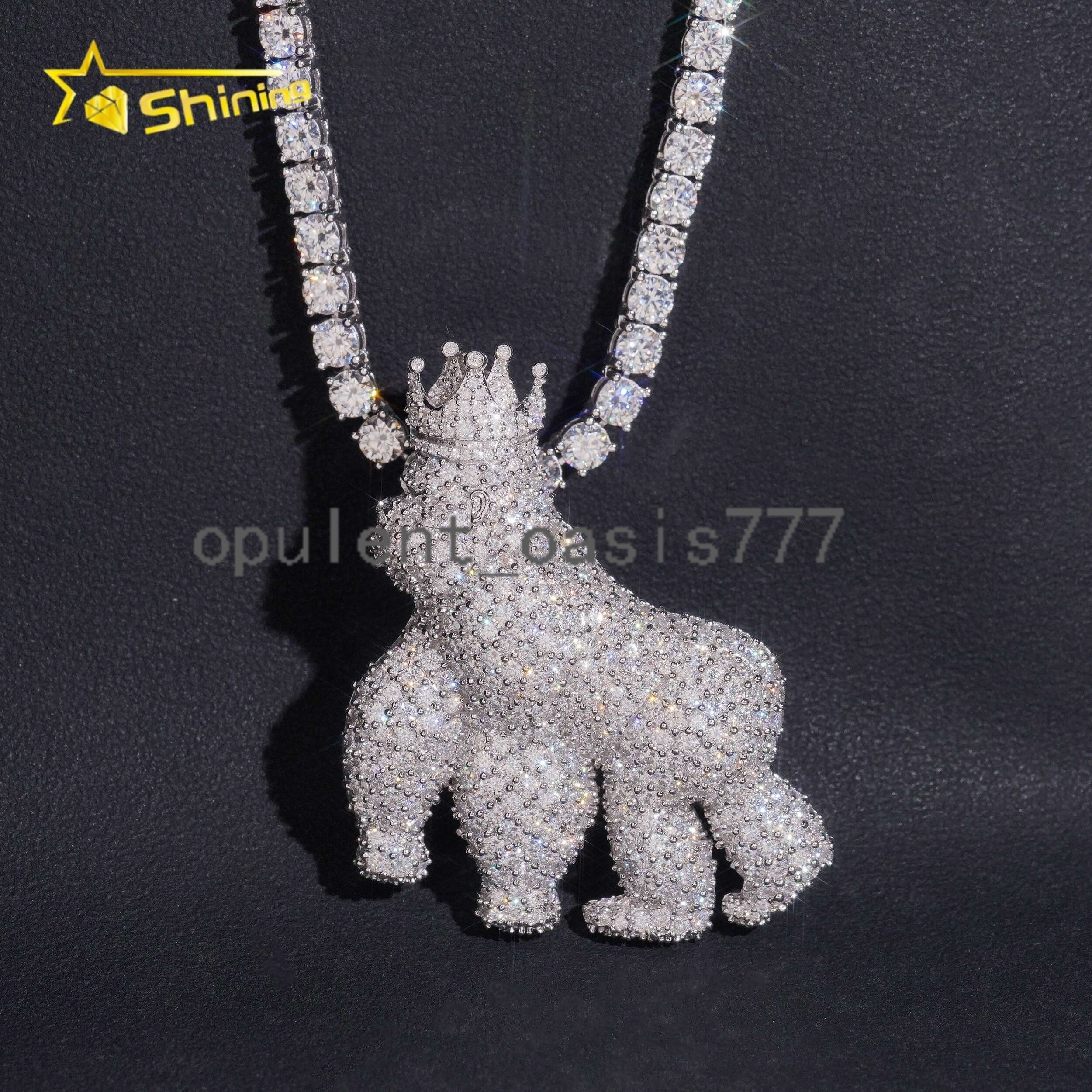Pass Diamond Tester 925 Silver Hip Hop High Quality Gorilla Iced Out VVS Moissanite Pendant