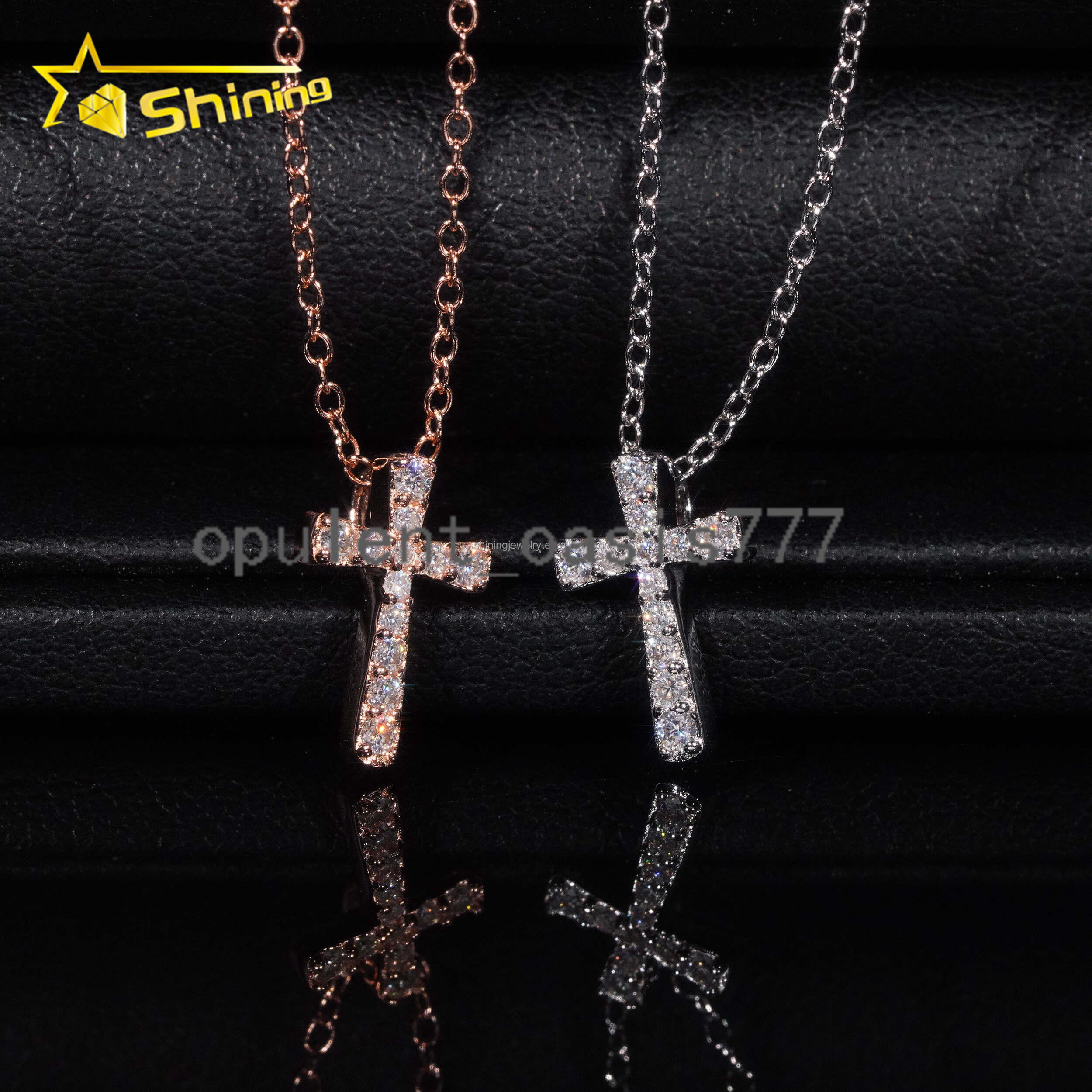 Elegant Style Female Gift From USA GRA Certified 925 Sterling Silver Rhodium Plated VVS1 Moissanite Diamond Cross Pendant