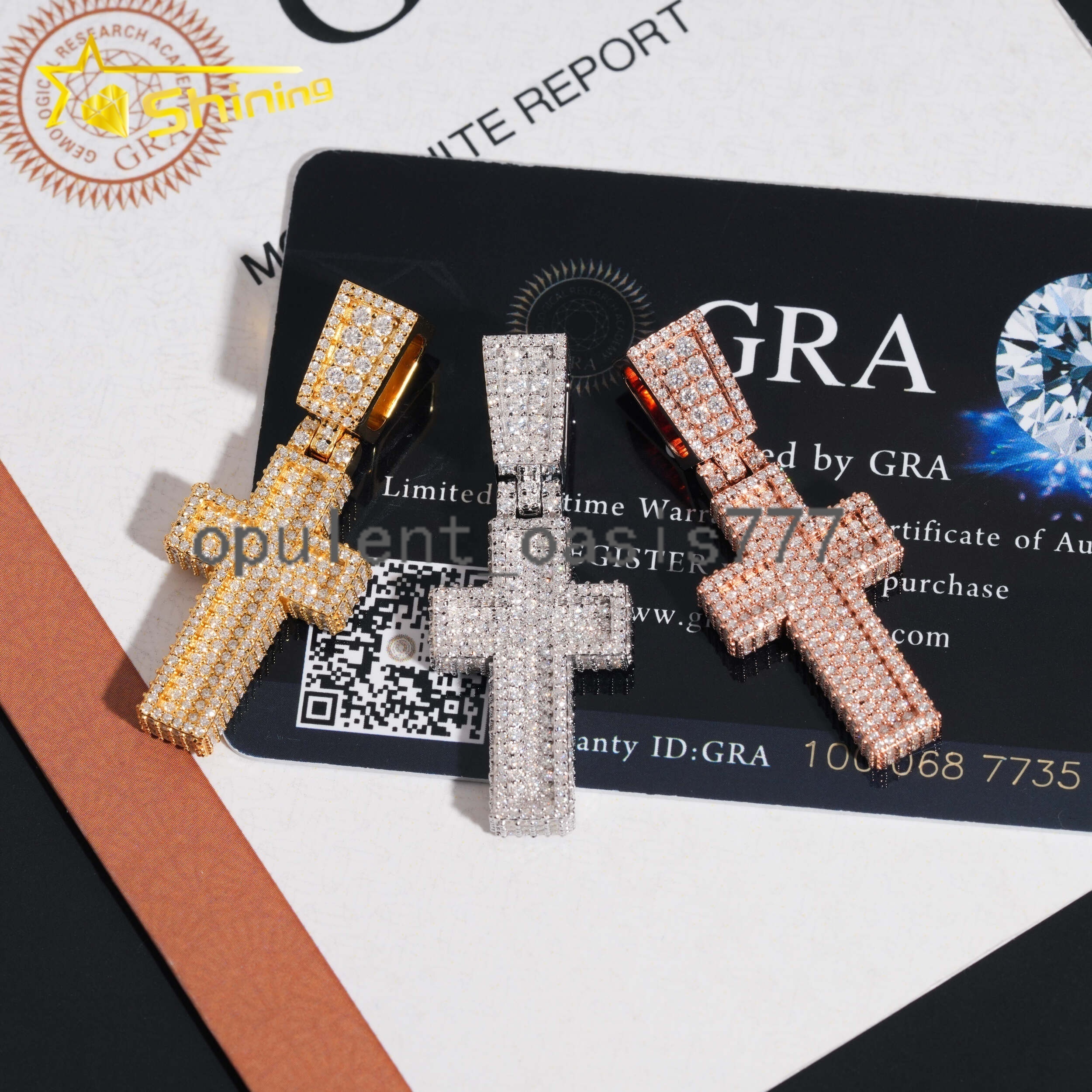 Fine Jewelry 925 Silver Iced Out Popular GRA Certificate Hip Hop Cross Moissanite Hip Hop Pendant