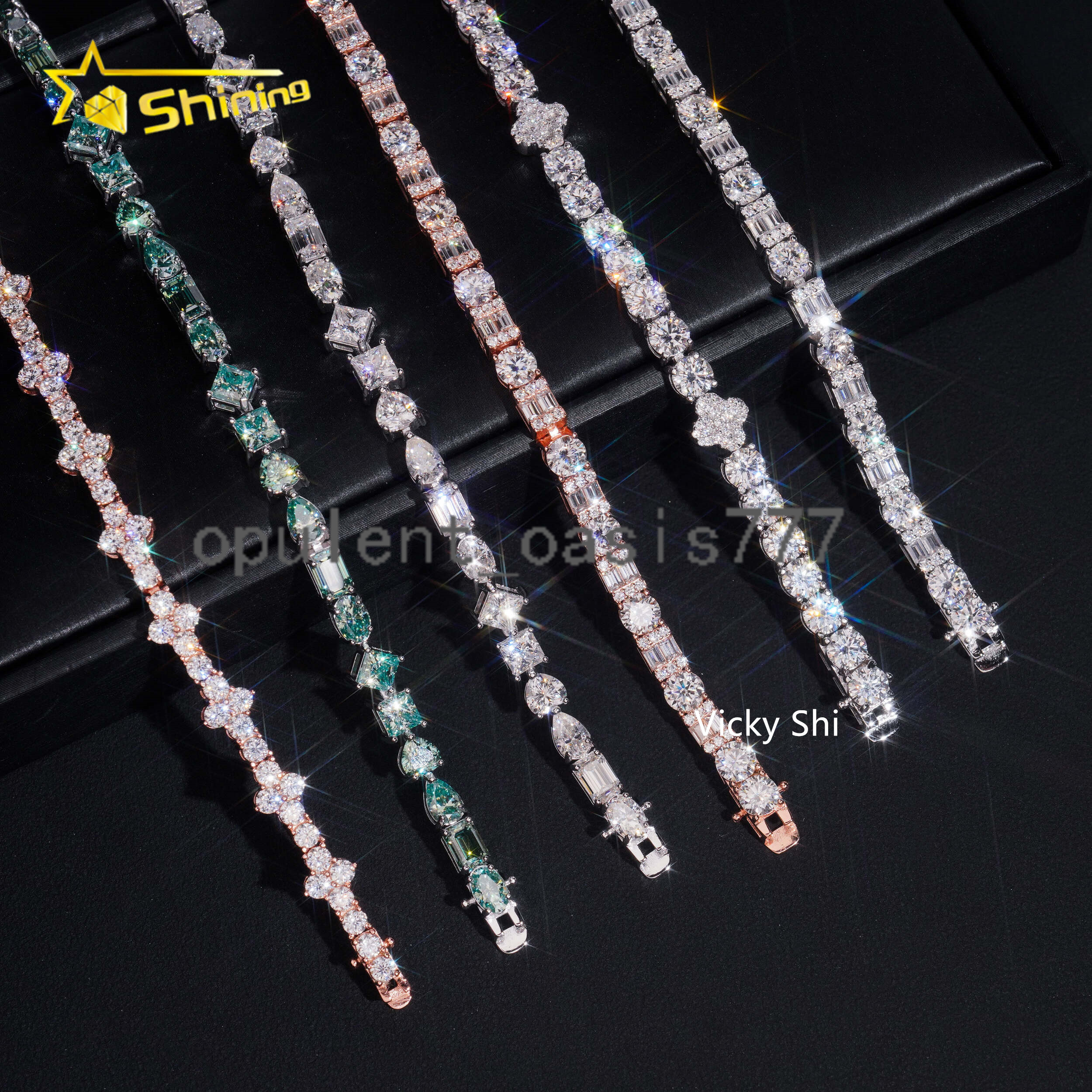 Hot Selling Moissanite Bracelet Women Men Iced Out Fine Jewelry 925 Sterling Silver Moissanite Cross Bracelet Tennis Chain
