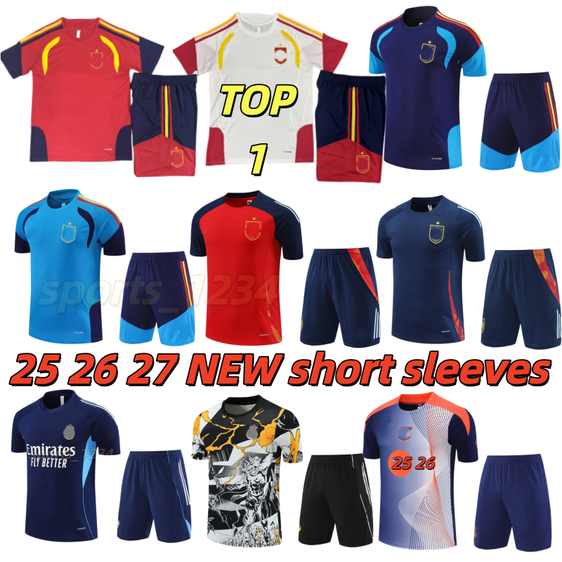 25 26 27 Spain short-sleeved tracksuit set Vest PEDRI FERRAN MORATA A.INIESTA Spain training jersey World Cup 2026 ALCACER SERGIO