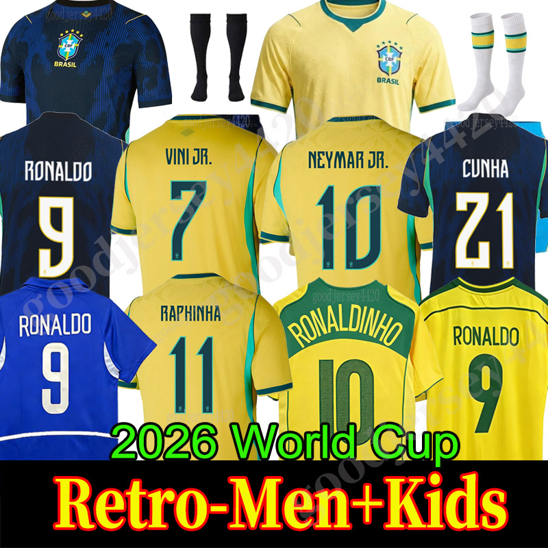 brazil jersey Brasil Soccer Jerseys World Cup 2026 Retro Football tops Shirt VINI JR CUNHA PELE Vintage NEYMAR Ronaldinho camisa de futebol Kids kit maillot foot Kit