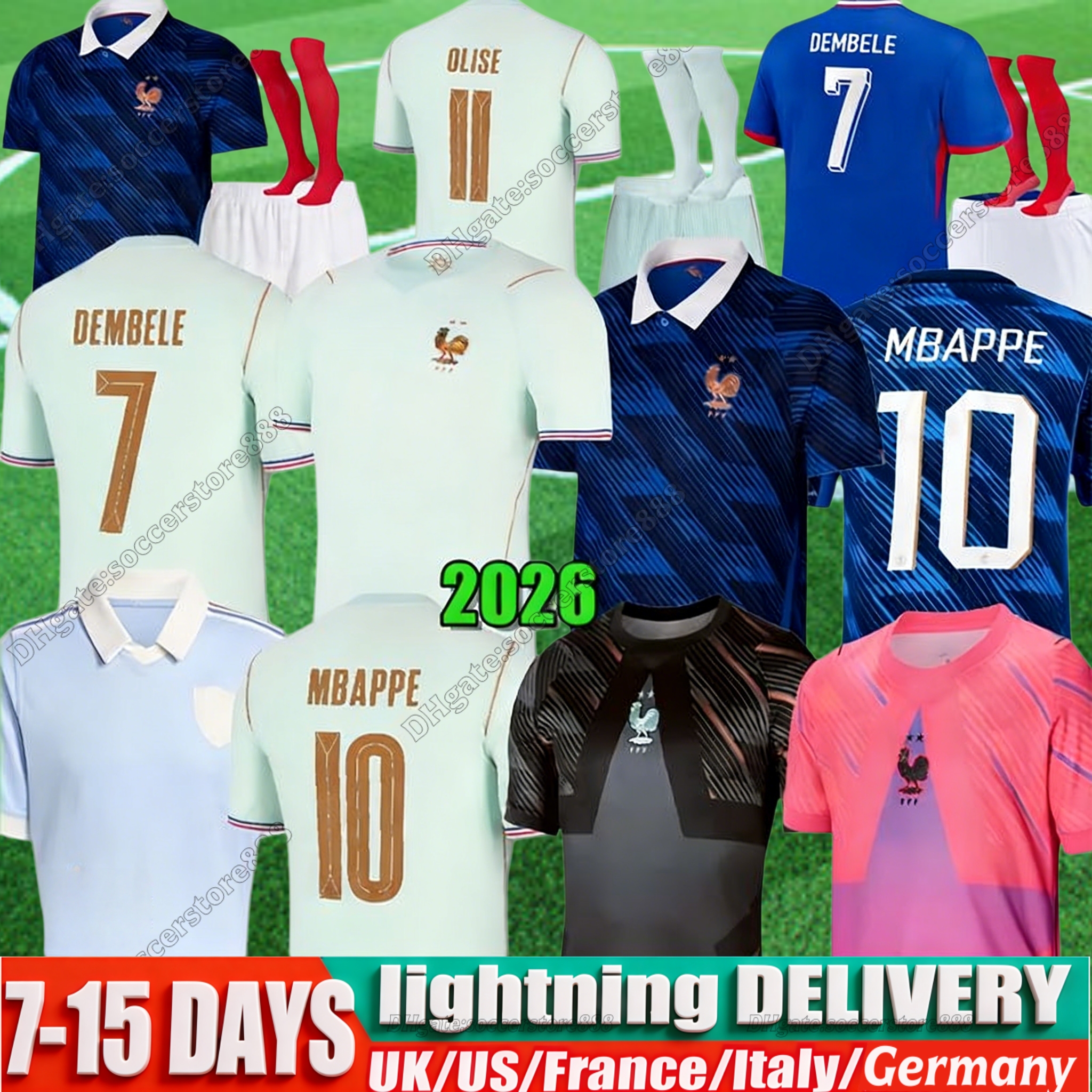 french soccer jersey 26 27 MBAPPE BARCOLA OLISE EKITIKE 2026 DEMBELE Maillots de football shirt equipement de foot Men kids kit enfants France 120TH RUGBY World cup
