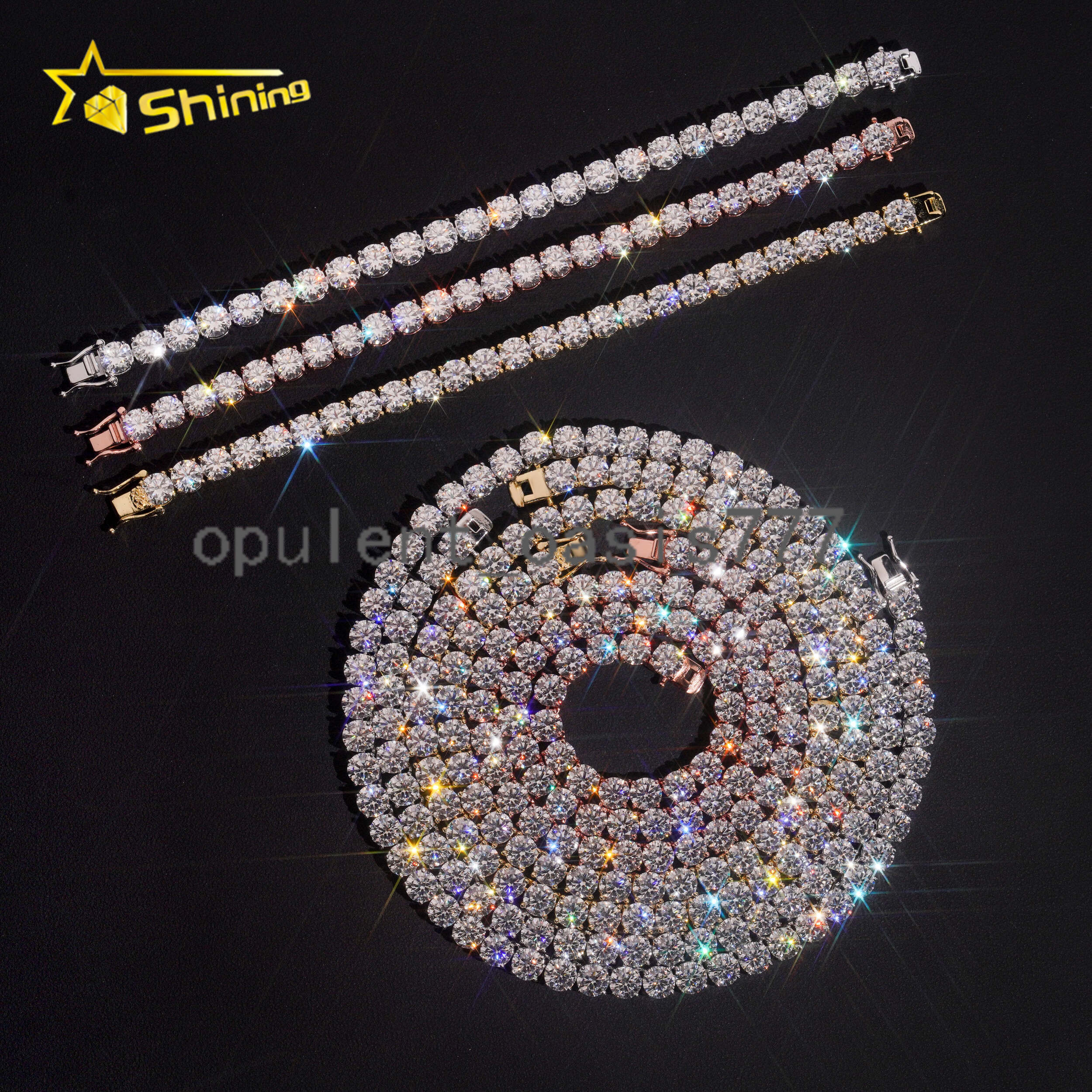 GRA Certificated 925 Sterling Silver Tennis VVS Moissanite Chains Hip Hop Men Women65MM Moissanite Tennis Necklace Fine Jewelry