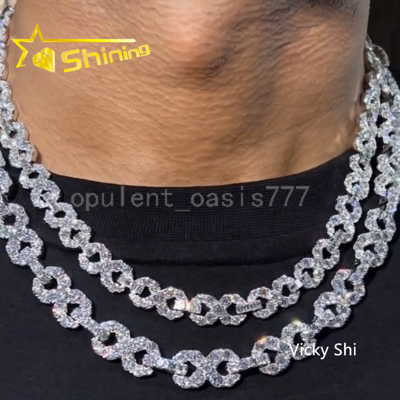 Hip Hop Jewelry Pass Diamond Tester 16MM Cuban Link Chain Moissanite 925 Sterling Silver Iced Out Infinity Necklace