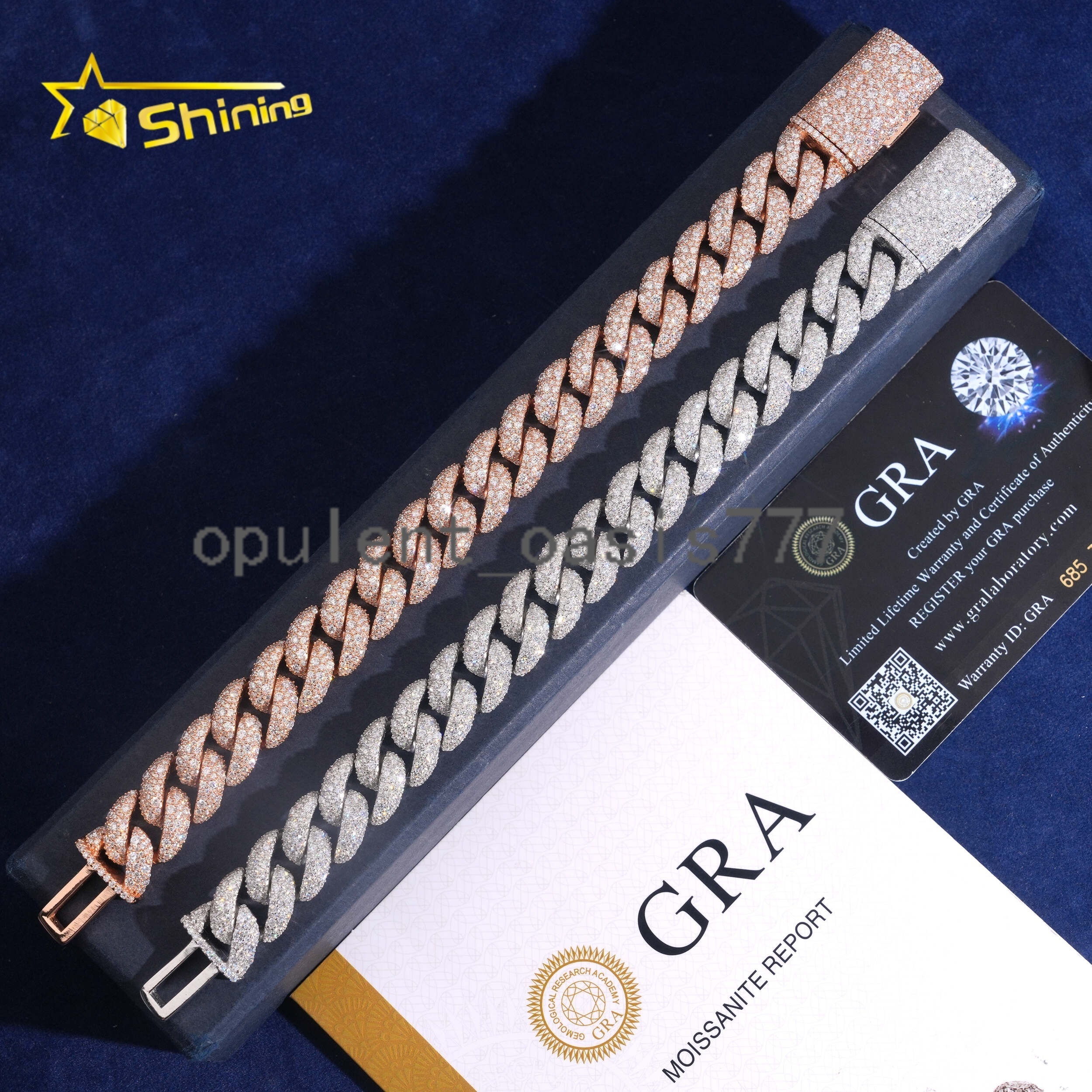 USA Warehouse Local Stock 14mm Bracelet 925 Solid Silver Hip Hop Iced Out GRA Moissanite Diamond Sparkling Cuban Link Bracelet