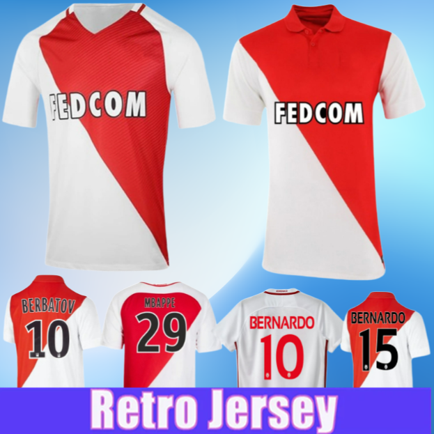 16 17 As Monaco retro Soccer Jerseys Falcao old Moutinho MBAPPE 14 15 Berbatov MARTIAL Bernardo Silva vintage classic football shirt