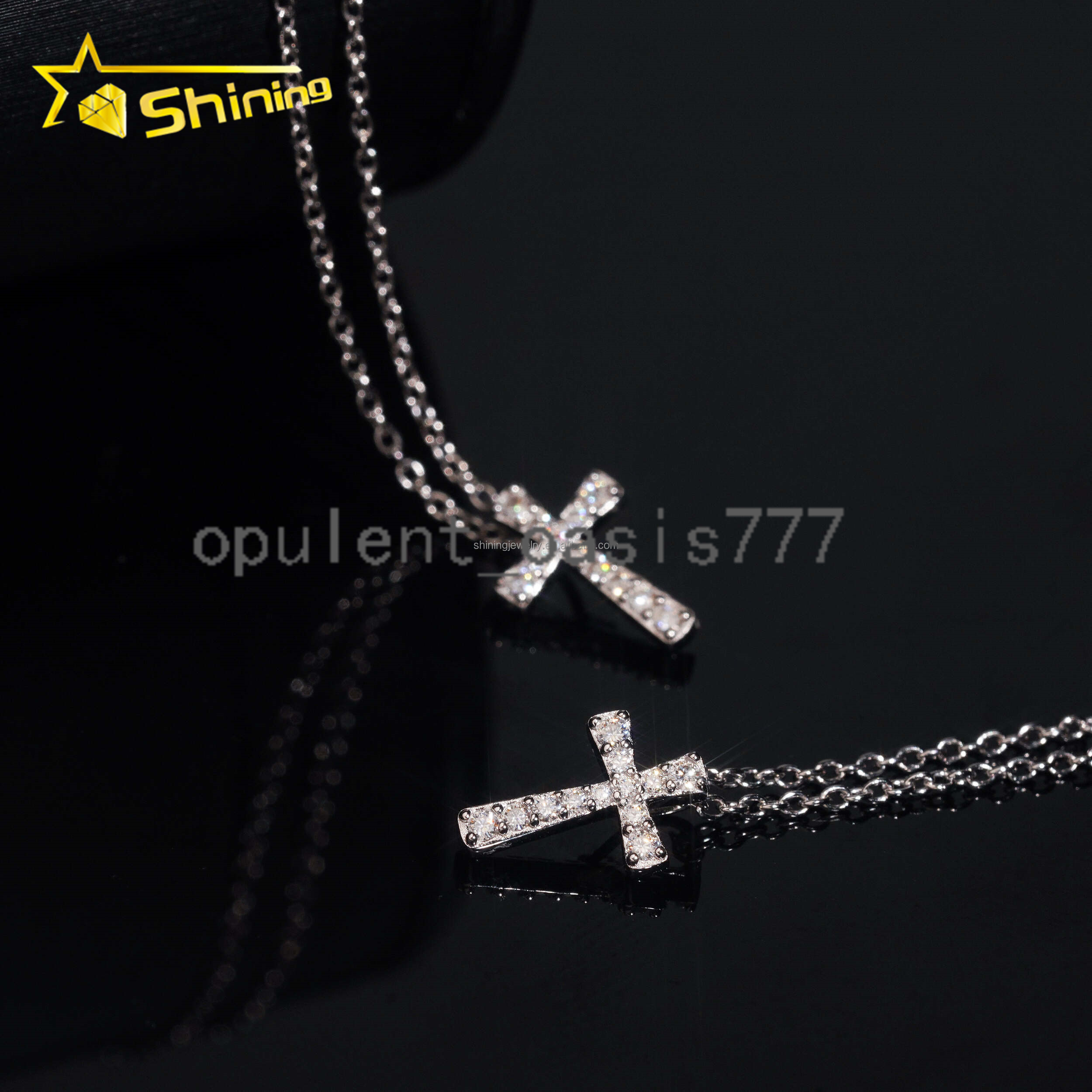 Elegant Style Female Gift From USA GRA Certified 925 Sterling Silver Rhodium Plated VVS1 Moissanite Diamond Cross Pendant