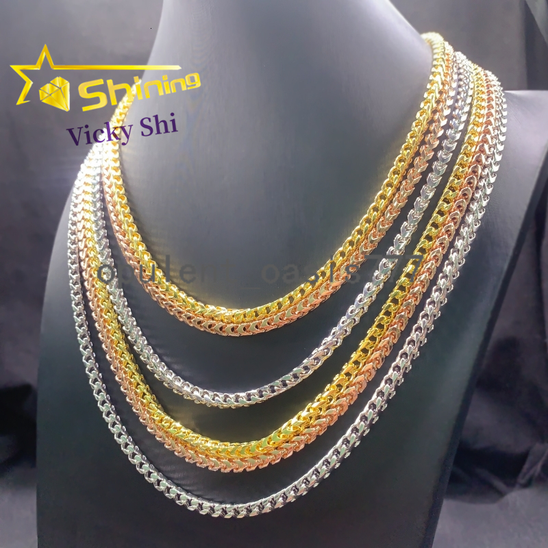 Hot Selling Men Hip Hop Necklace Pass Diamond Tester Moissanite Cuban Link Chain 925 Silver Gold Plated Franco Chain