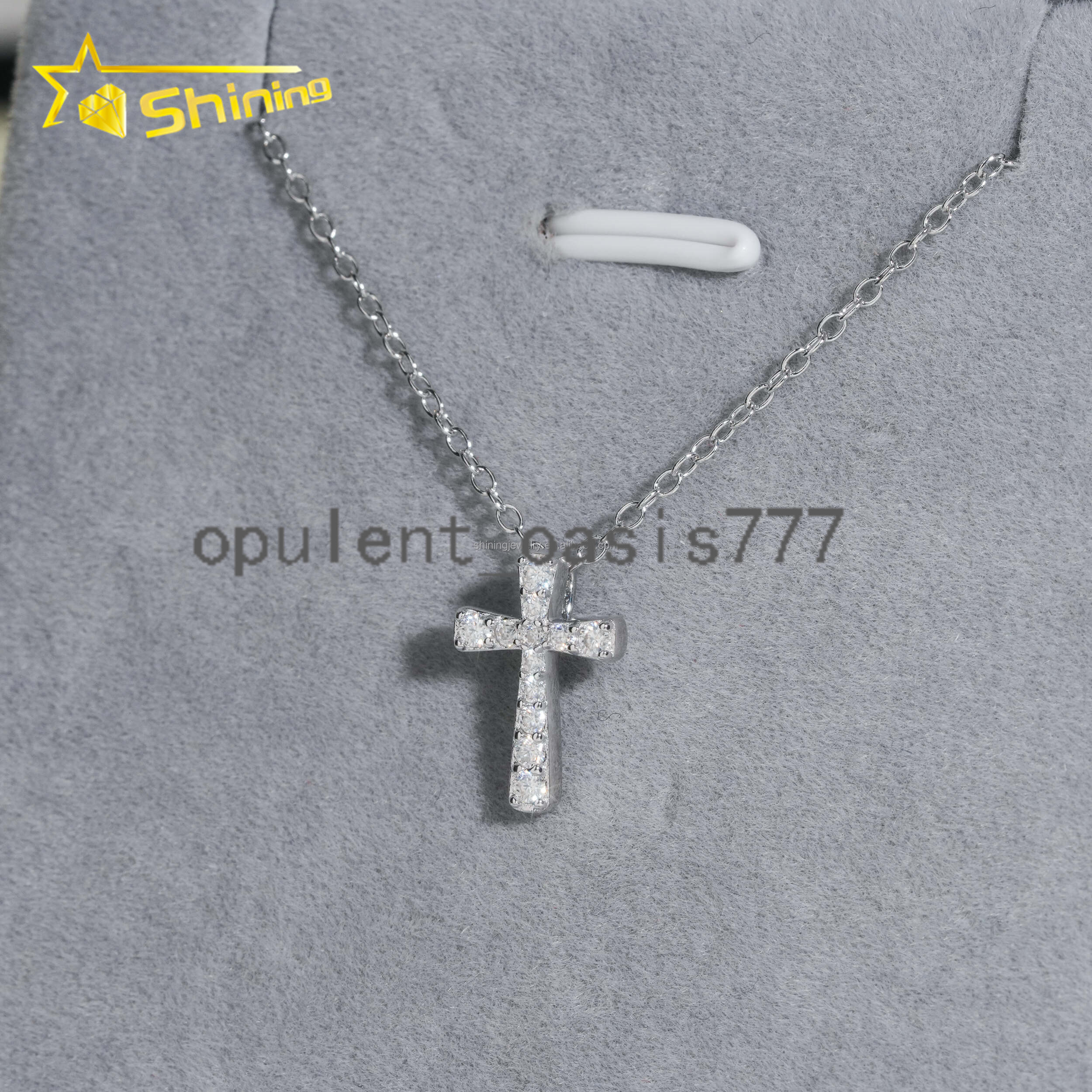 Elegant Style Female Gift From USA GRA Certified 925 Sterling Silver Rhodium Plated VVS1 Moissanite Diamond Cross Pendant