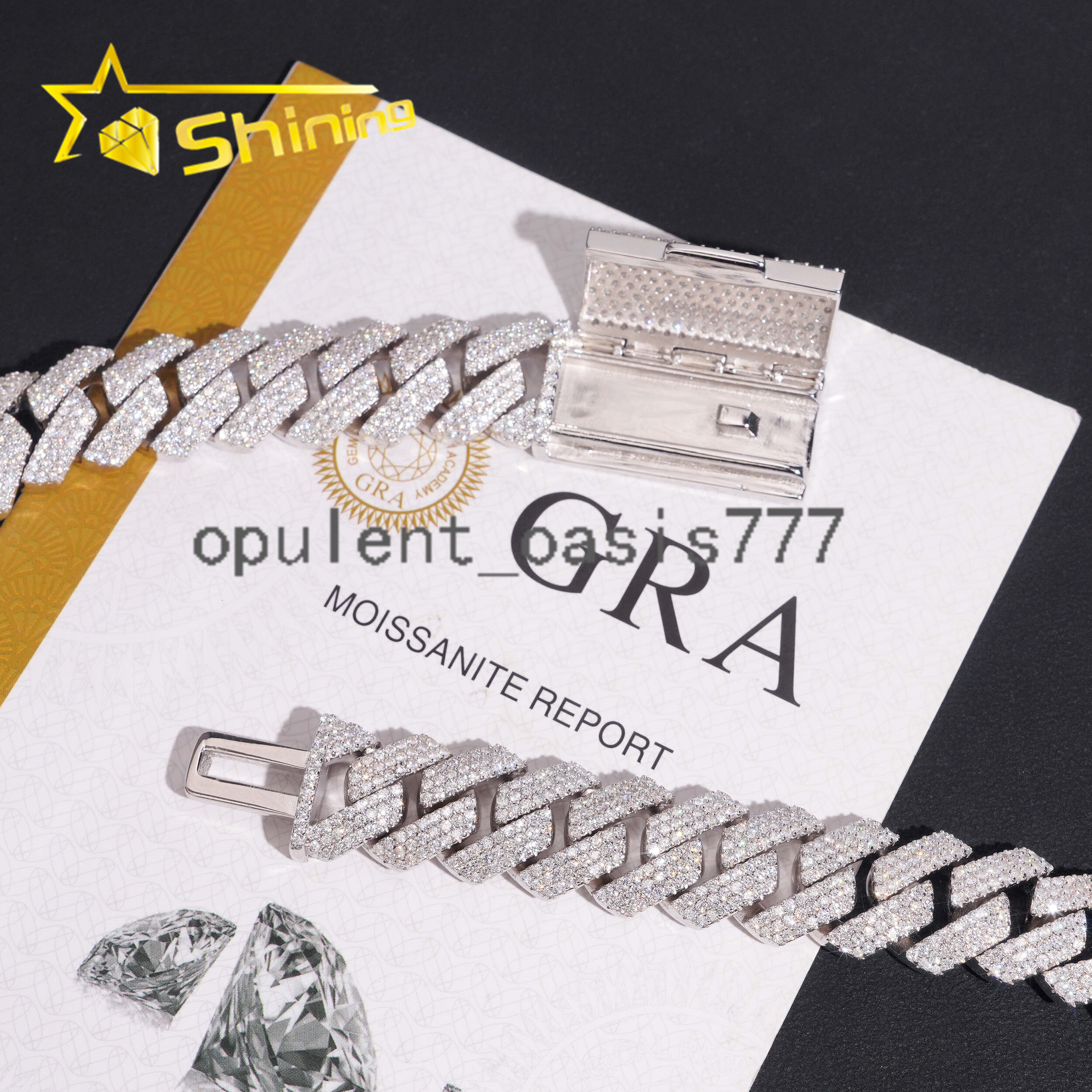 PROMOTION 16mm Moissanite Chain Cuban Links Pass Diamond Tester 925 Silver Cuban Link Chain Necklace White Gold Plated