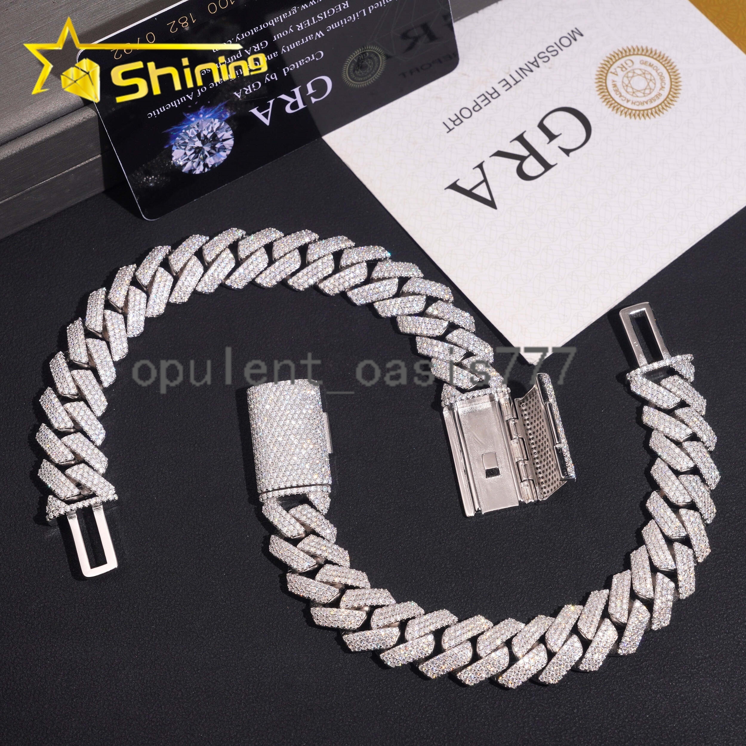 US Local Stock Fast Shipping 15mm Iced Out Hip Hop Pass Diamond Tester Moissanite Cuban Link Bracelet
