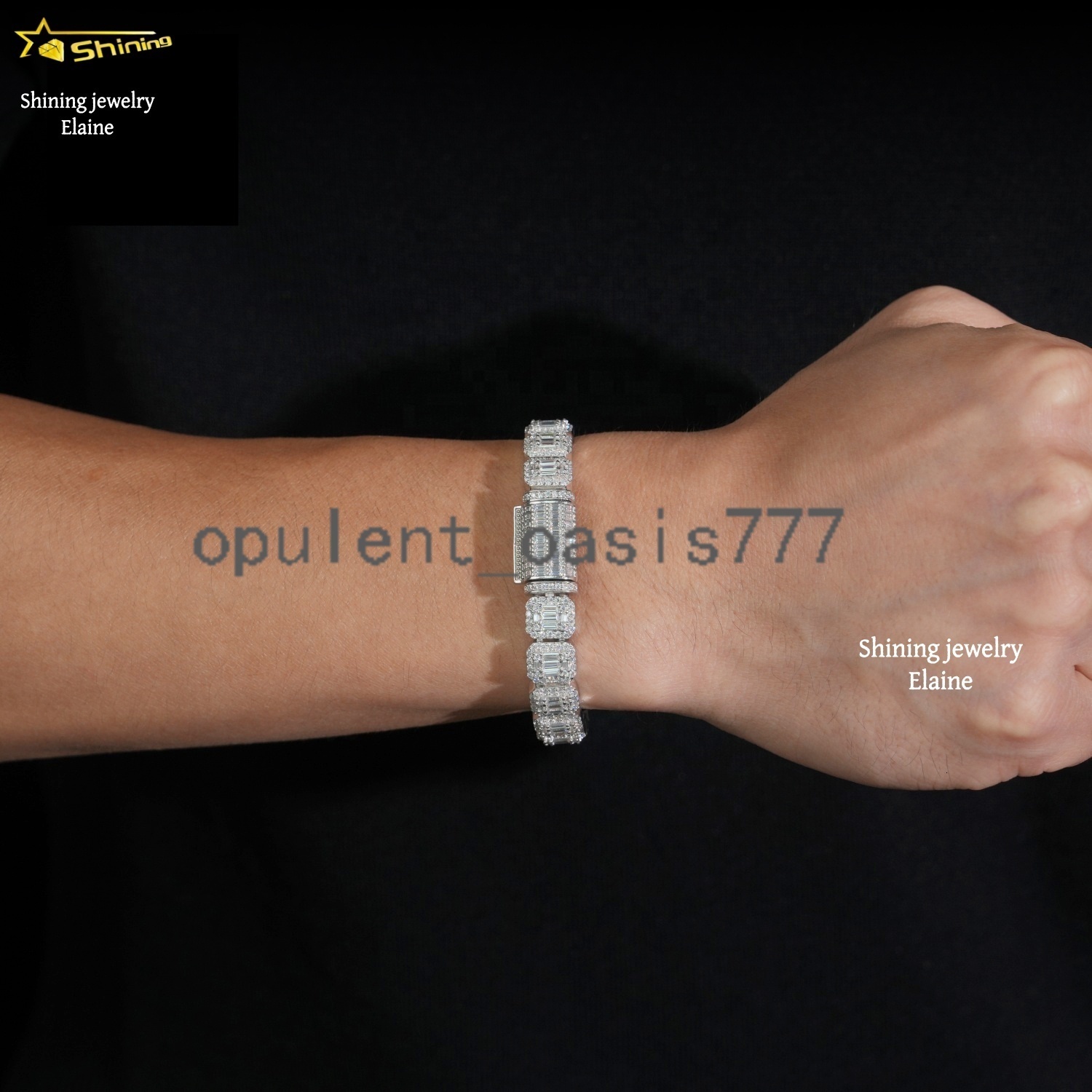 Fashion Jewelry Wholesale Price 10MM 925 Sterling Silver Iced Out Hip Hop VVS Moissanite Diamond Cuban Link Chain Bracelet